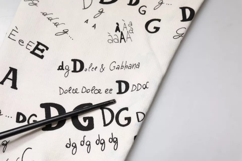 Dolce & Gabbana Λευκά Βαμβακερά Jogger Παντελόνια με Εκτύπωση