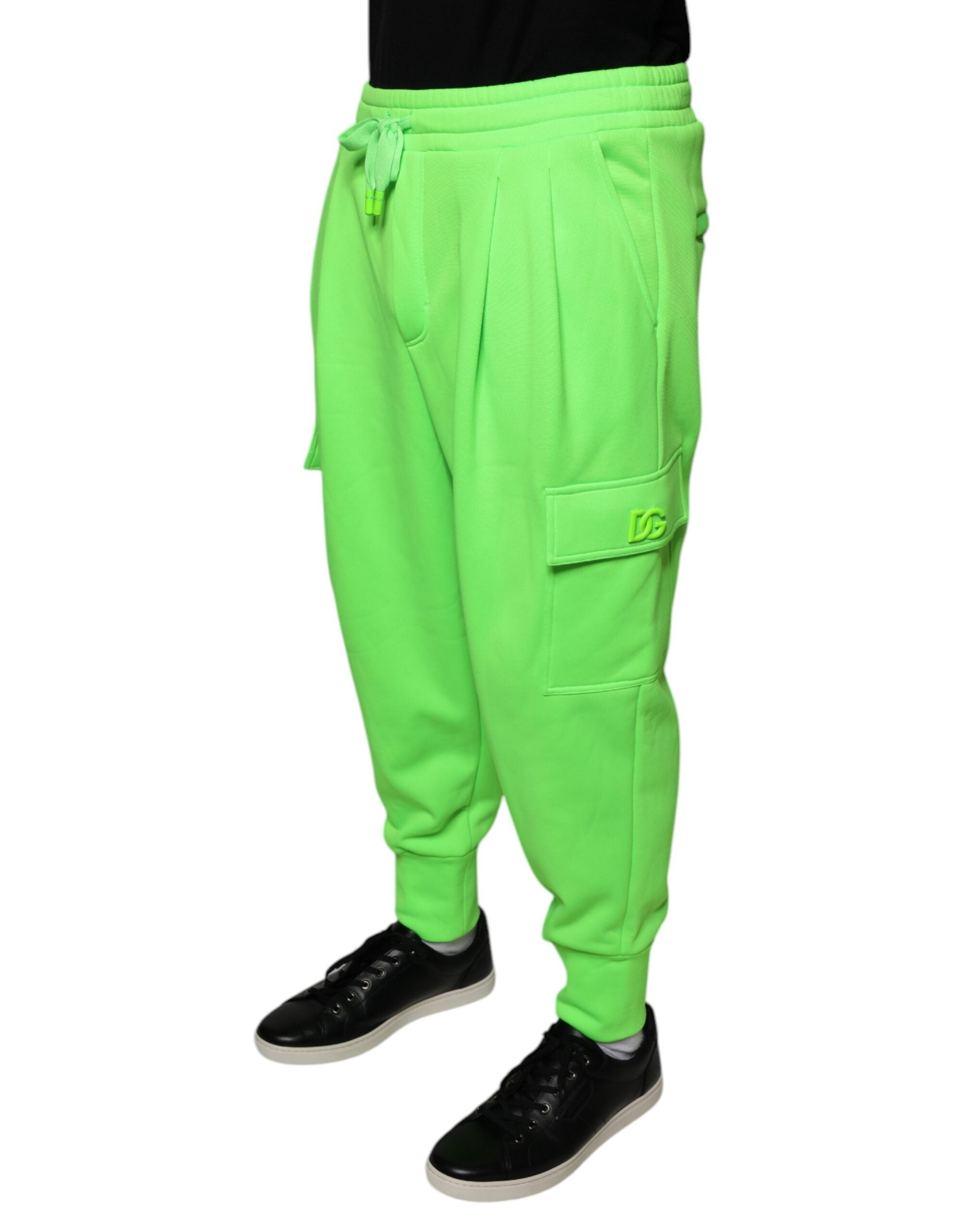 Dolce & Gabbana Neon Green Πολυεστερικά Κάρκο Jogger Παντελόνια Sweatpants