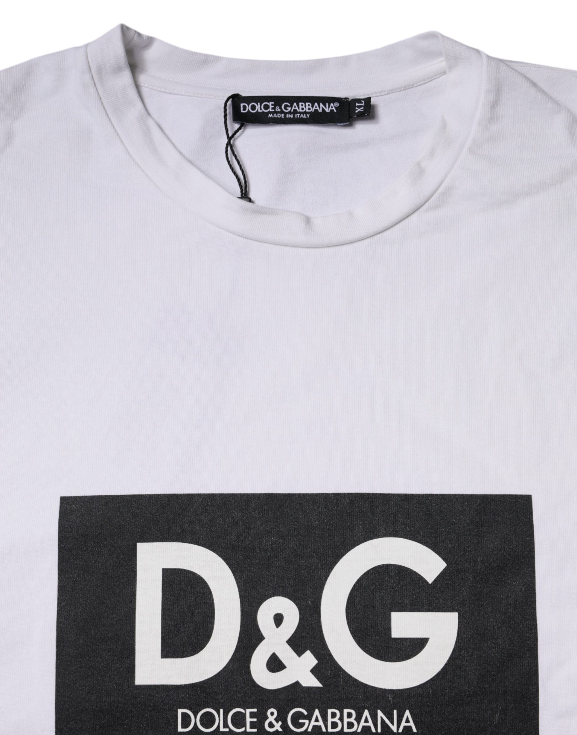 Dolce & Gabbana Άσπρο T-shirt με Εκτύπωση Λογότυπου Βαμβακερό με Στρογγυλή Λαιμόκοψη