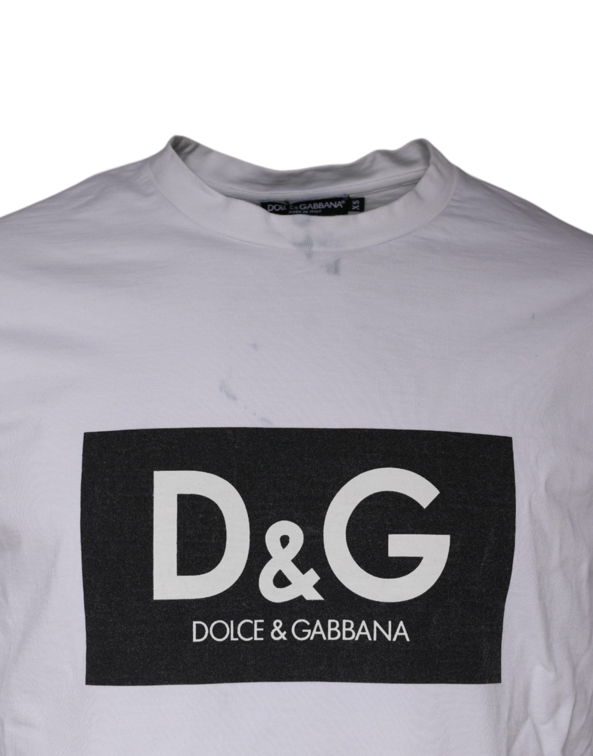 Dolce & Gabbana Λευκό Βαμβακερό T-shirt με Λογότυπο και Στρογγυλή Λαιμόκοψη