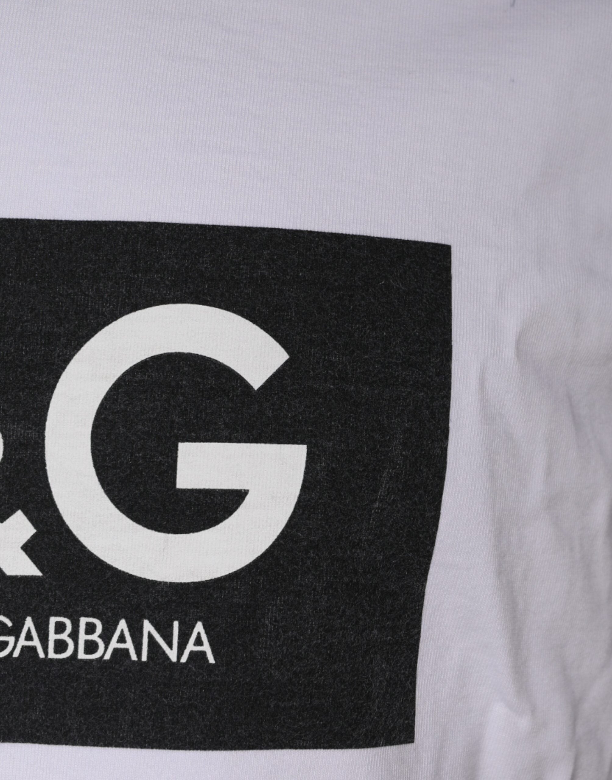 Dolce & Gabbana Λευκό Βαμβακερό T-shirt με Λογότυπο και Στρογγυλή Λαιμόκοψη