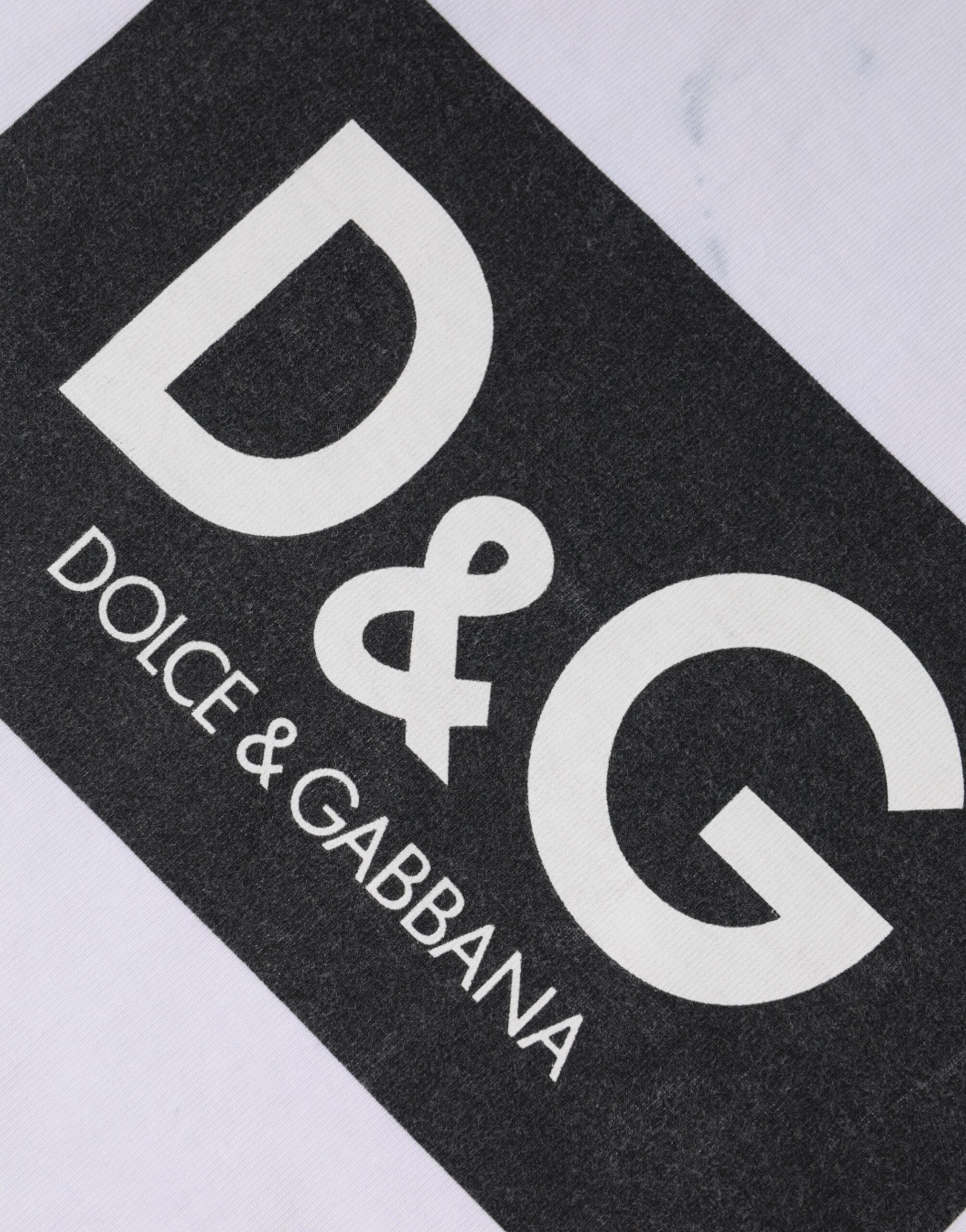 Dolce & Gabbana Λευκό Βαμβακερό T-shirt με Λογότυπο και Στρογγυλή Λαιμόκοψη