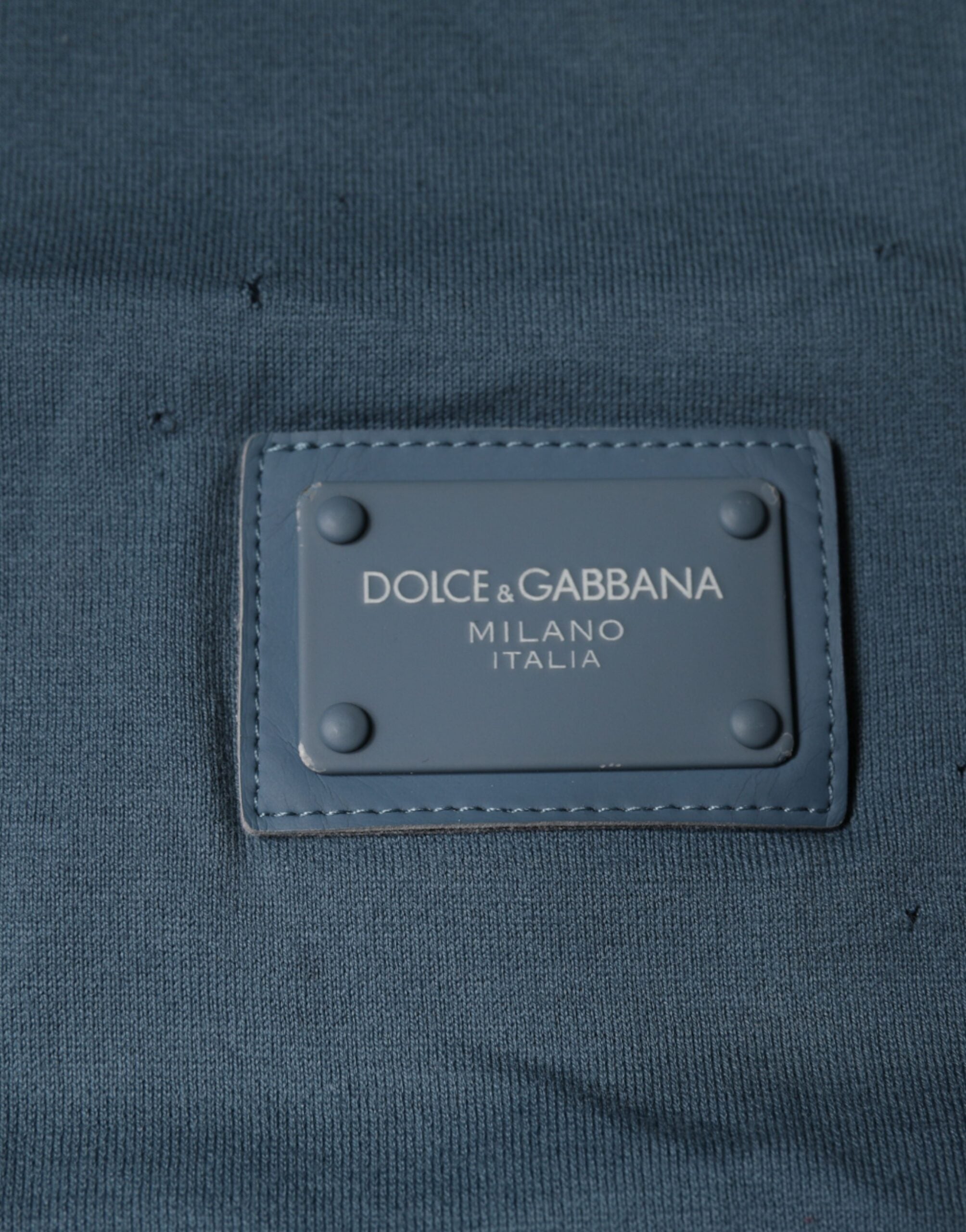 Dolce & Gabbana Μπλε Βαμβακερό Κοντομάνικο T-shirt με Στρογγυλή Λαιμόκοψη