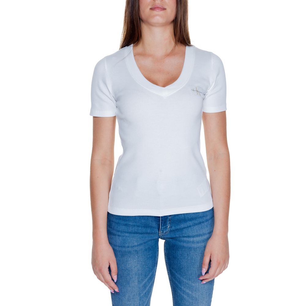 Calvin Klein Jeans Λευκό Βαμβάκι Rigenerato Μπλούζες & T-Shirt