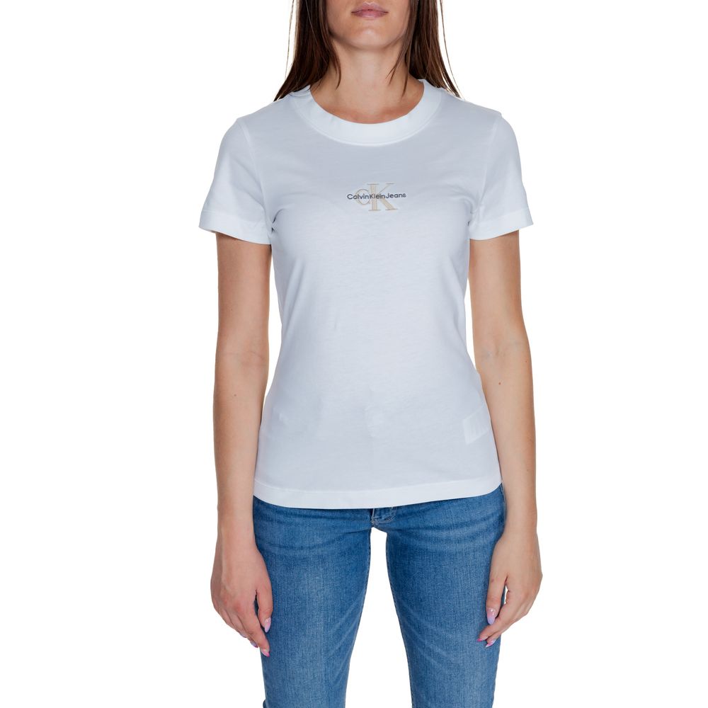 Calvin Klein Jeans Λευκά Βαμβακερά Rigenerato Μπλουζάκια & T-Shirt