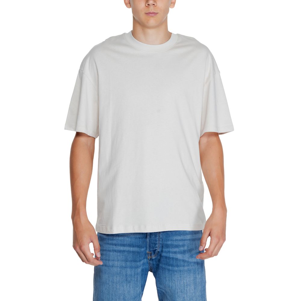 Jack Jones Μπεζ Βαμβακερό T-Shirt