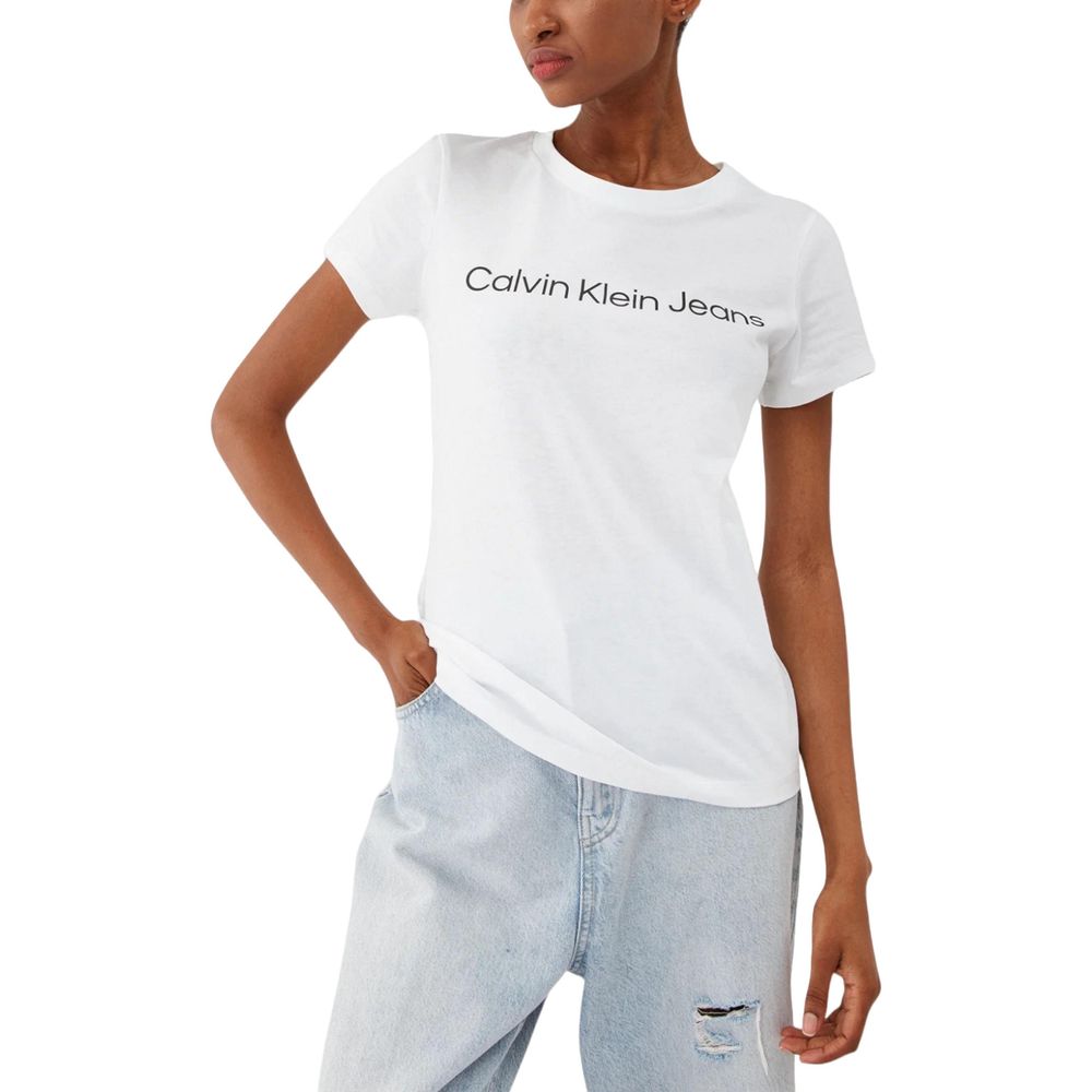 Calvin Klein Jeans Λευκά Βαμβακερά Μπλουζάκια & T-Shirt