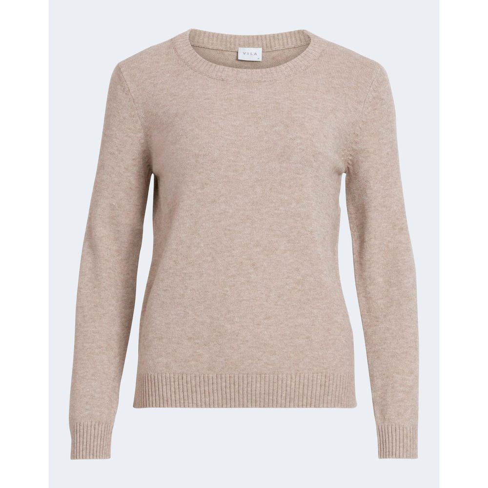 Vila Clothes Beige Viscose Sweater