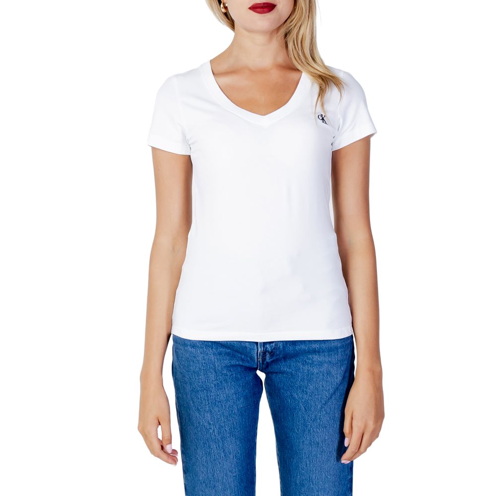 Calvin Klein Jeans Λευκές Βαμβακερές Μπλούζες & T-Shirt