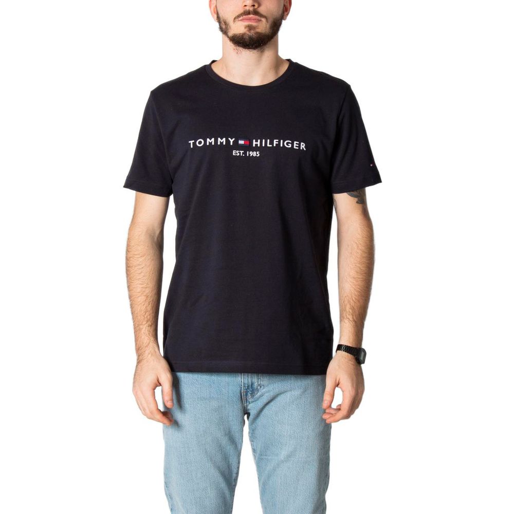 Tommy Hilfiger Μπλε Βαμβακερό T-Shirt