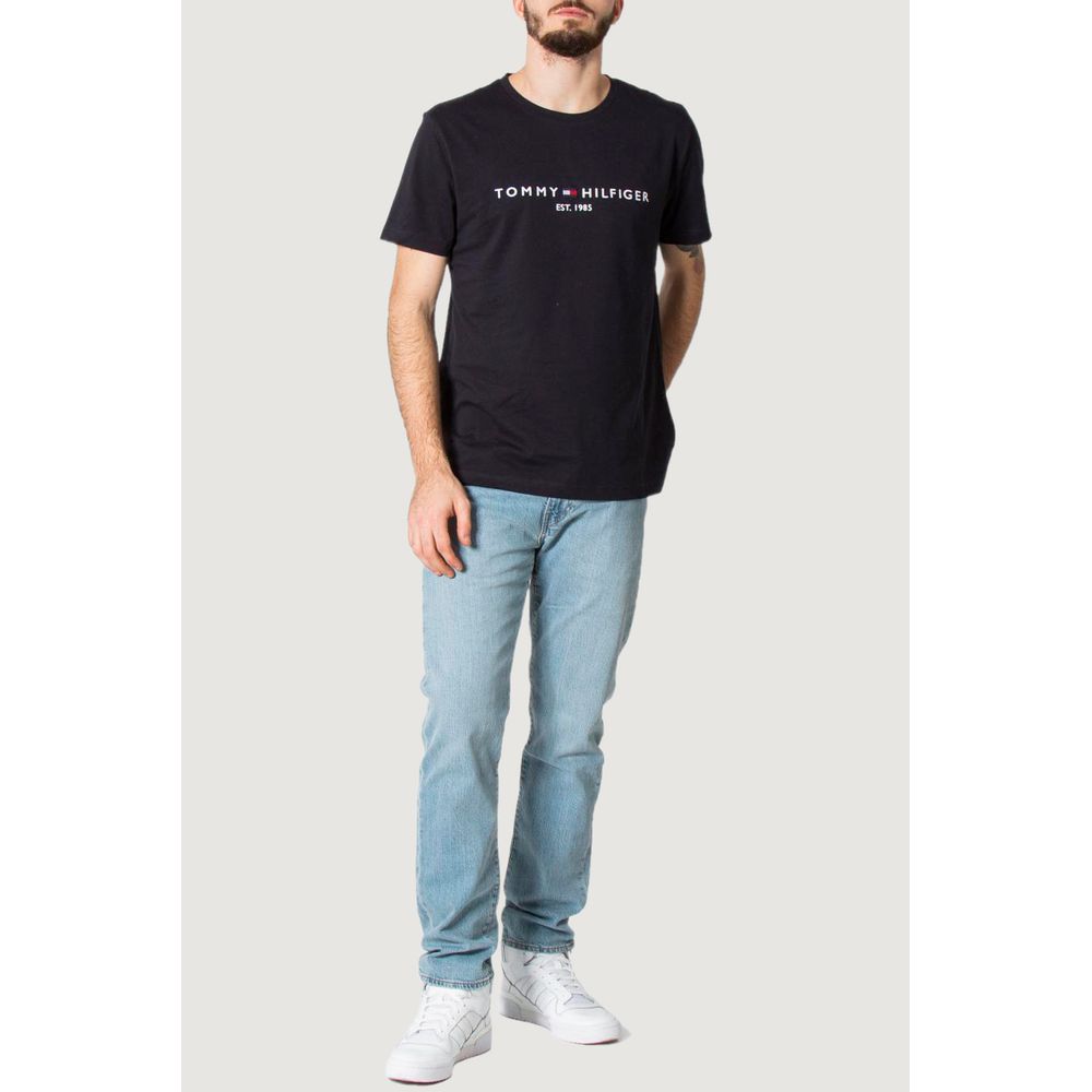 Tommy Hilfiger Μπλε Βαμβακερό T-Shirt