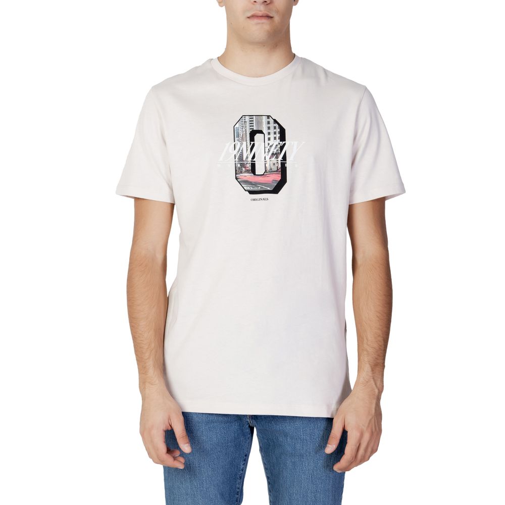 Jack Jones Μπεζ Βαμβακερό T-Shirt