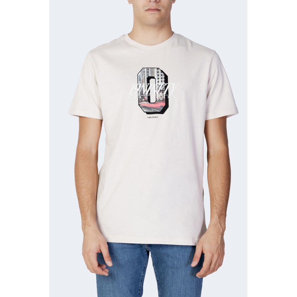 Jack Jones Μπεζ Βαμβακερό T-Shirt