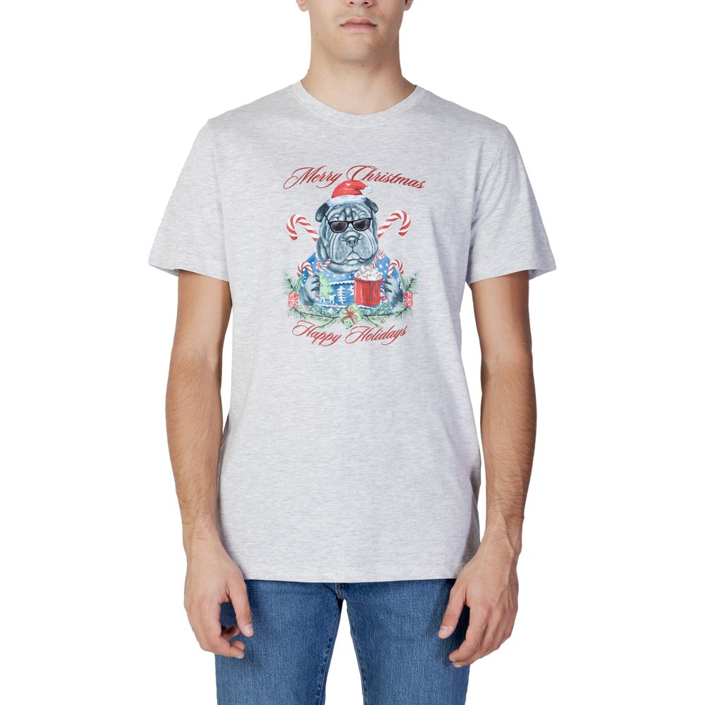 Jack Jones Γκρι Βαμβακερό T-Shirt