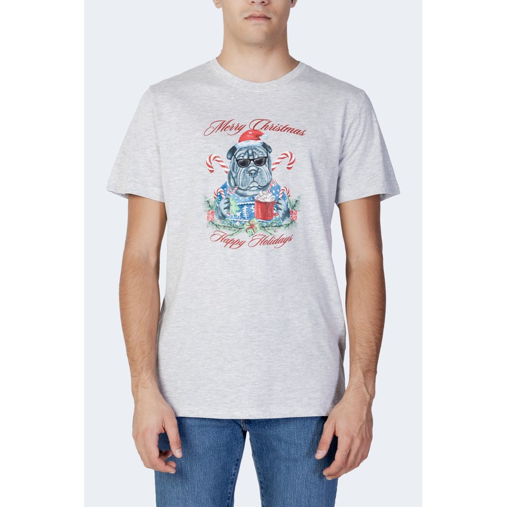 Jack Jones Γκρι Βαμβακερό T-Shirt