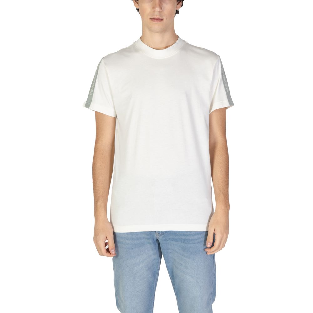 Calvin Klein Jeans Μπεζ Βαμβακερό T-Shirt