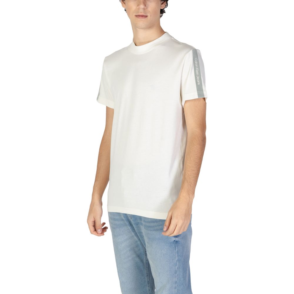 Calvin Klein Jeans Μπεζ Βαμβακερό T-Shirt