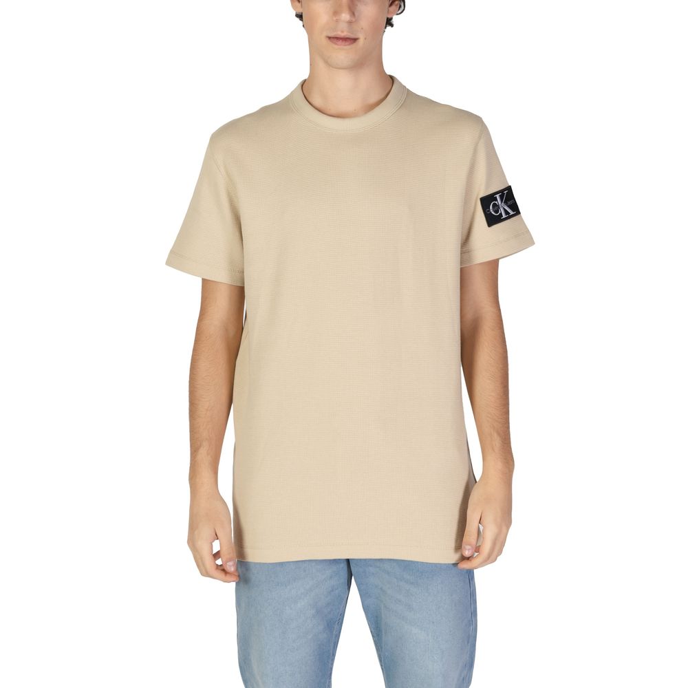 Calvin Klein Jeans Μπεζ Βαμβακερό T-Shirt