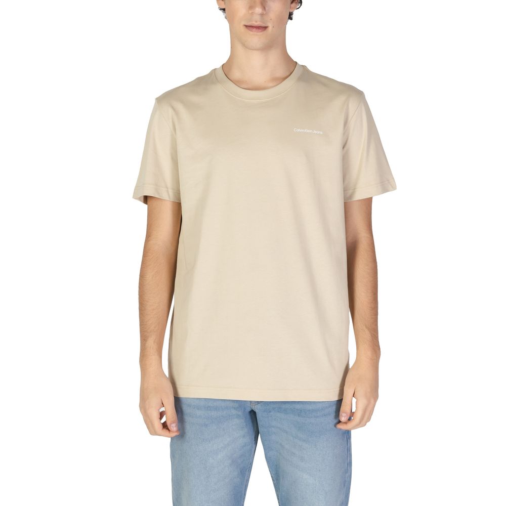 Calvin Klein Jeans Μπεζ Βαμβακερό T-Shirt