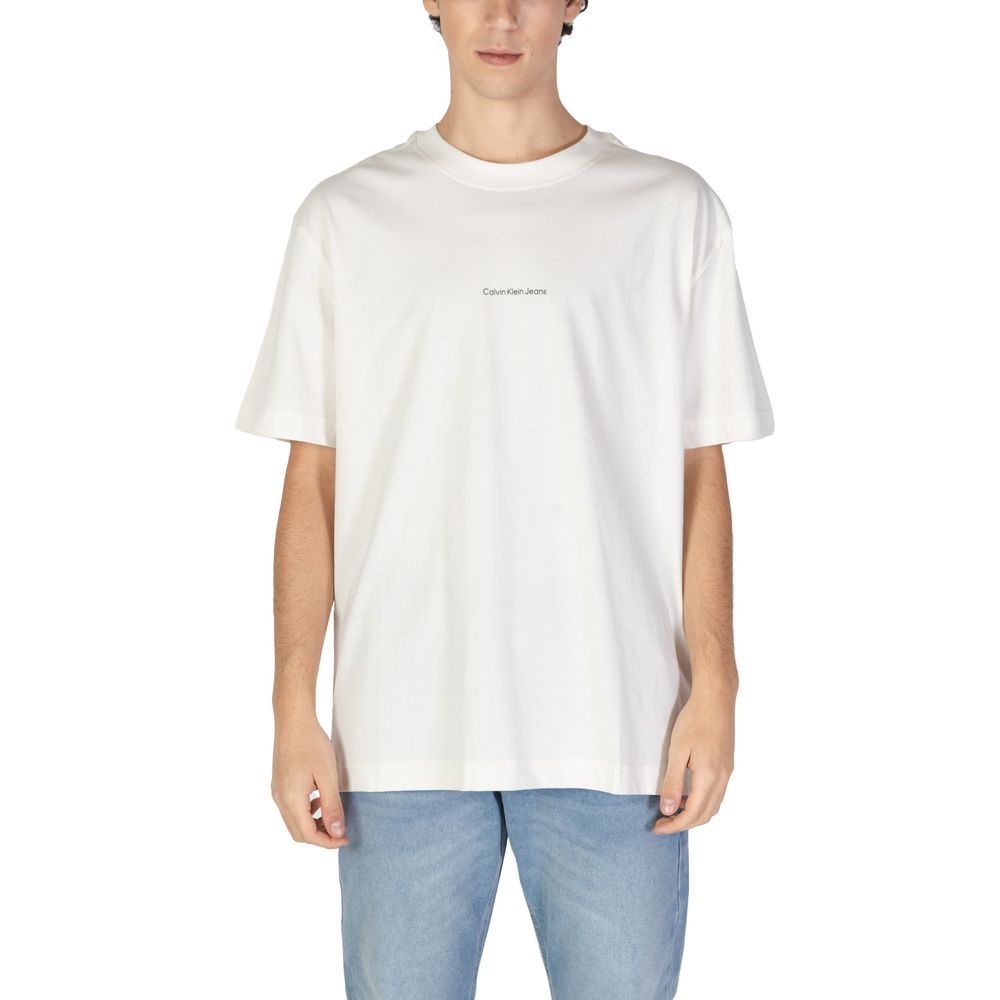 Calvin Klein Jeans Μπεζ Βαμβακερό T-Shirt