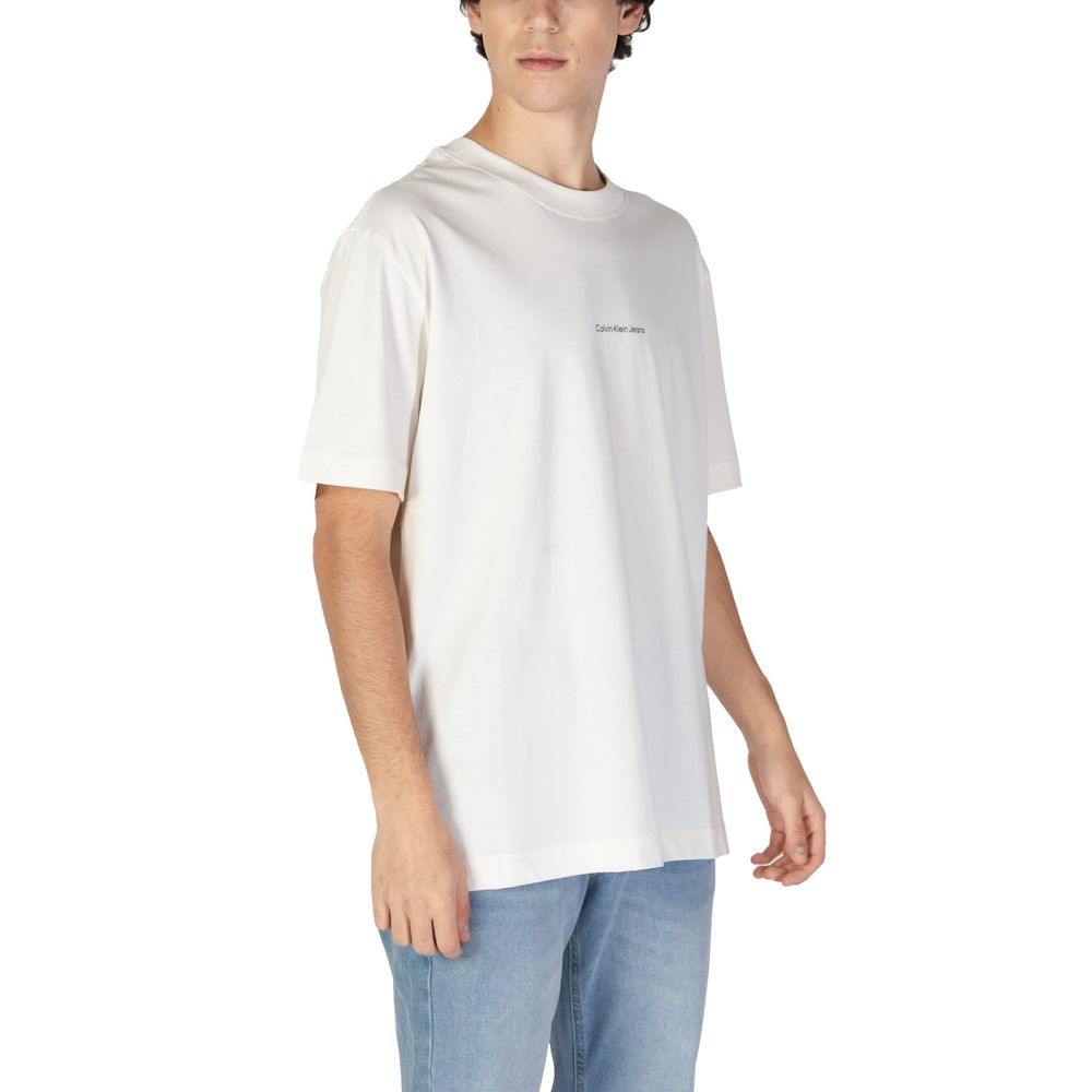 Calvin Klein Jeans Μπεζ Βαμβακερό T-Shirt