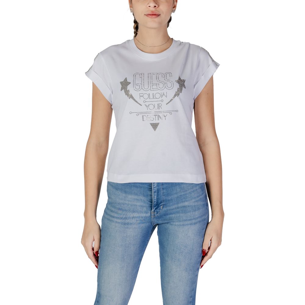 Guess White Cotton Tops & T-Shirt