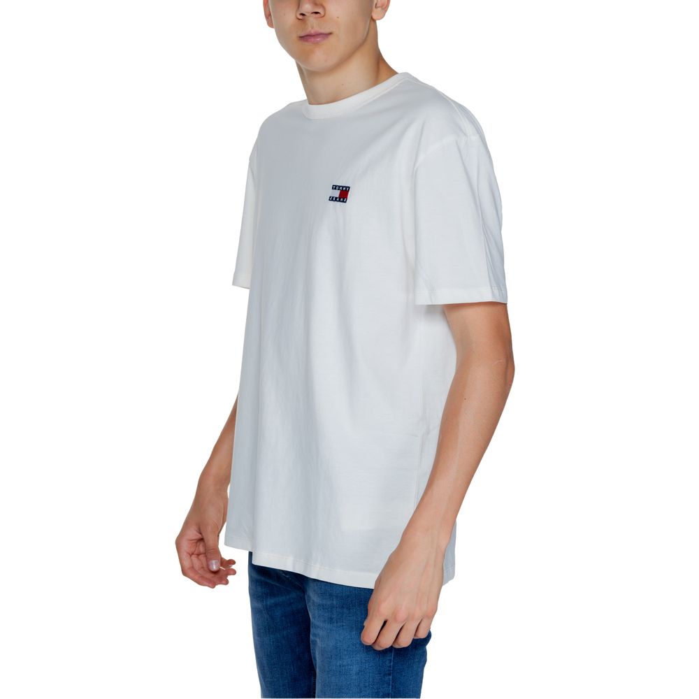 Λευκό Βαμβακερό T-Shirt Tommy Hilfiger Jeans