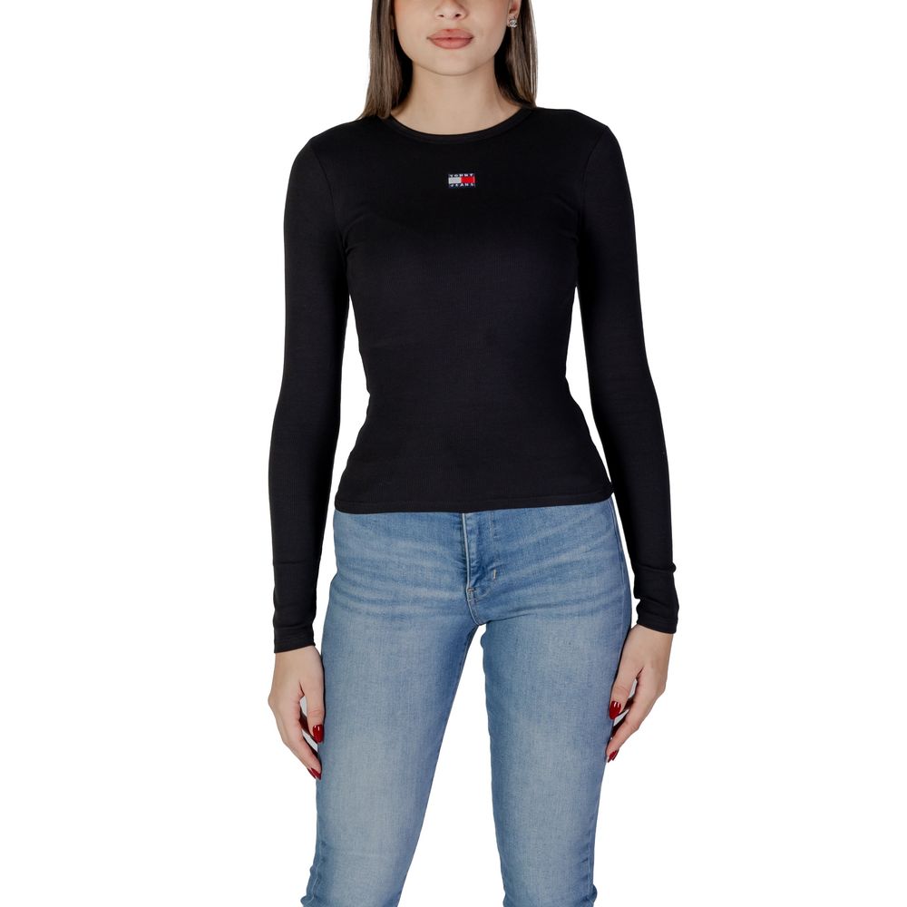 Tommy Hilfiger Jeans Μαύρη Βαμβακερή Ριγενεράτο Μπλούζα & T-Shirt