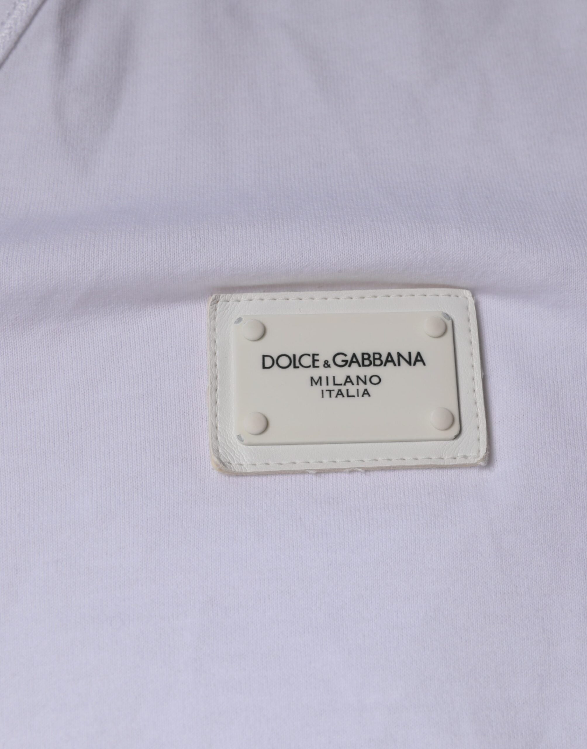 Dolce & Gabbana Λευκό Λογότυπο Βαμβάκι V-neck Κοντομάνικο Μπλουζάκι