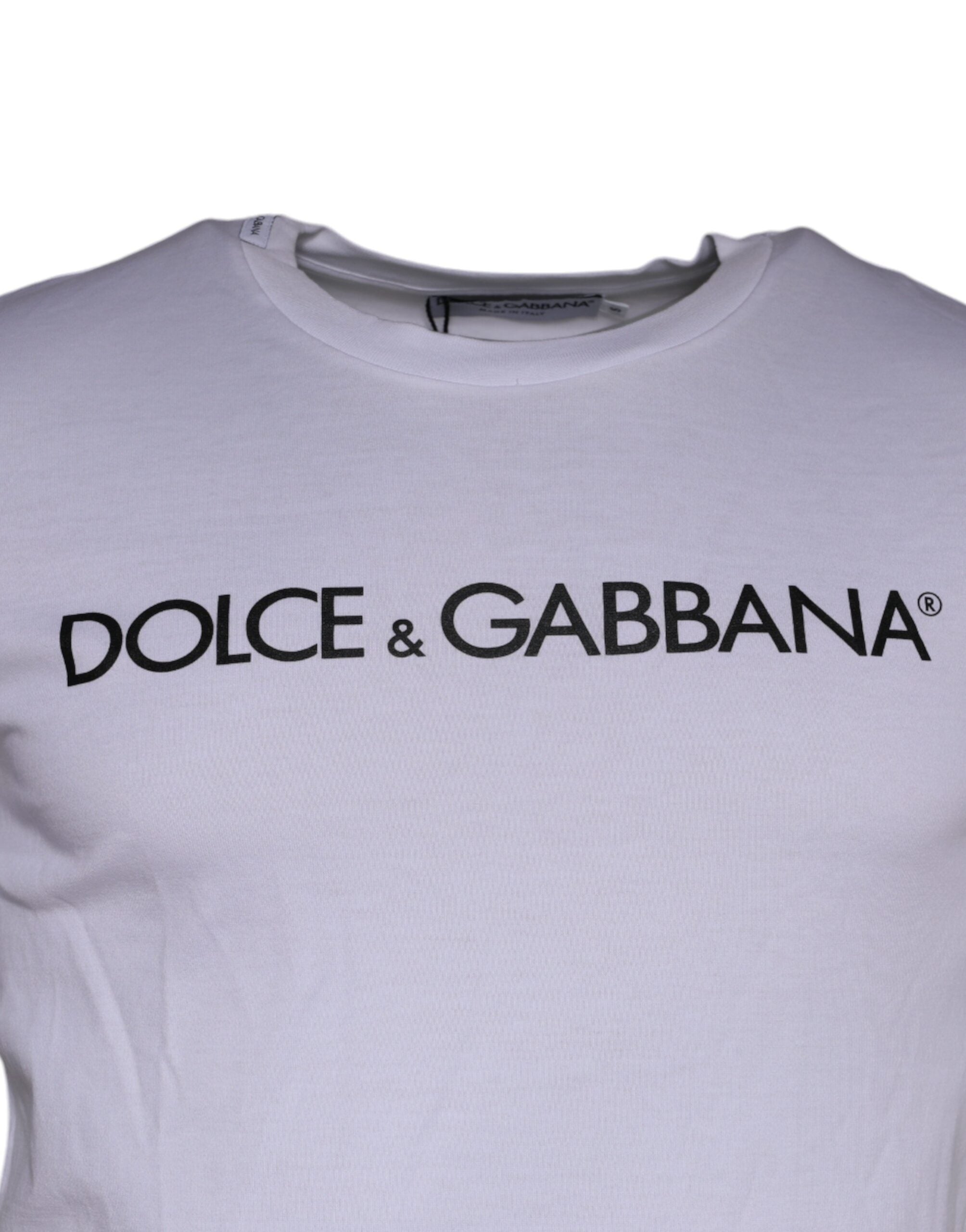 Dolce & Gabbana Λευκή Βαμβακερή Μπλούζα με Κεντημένο Λογότυπο