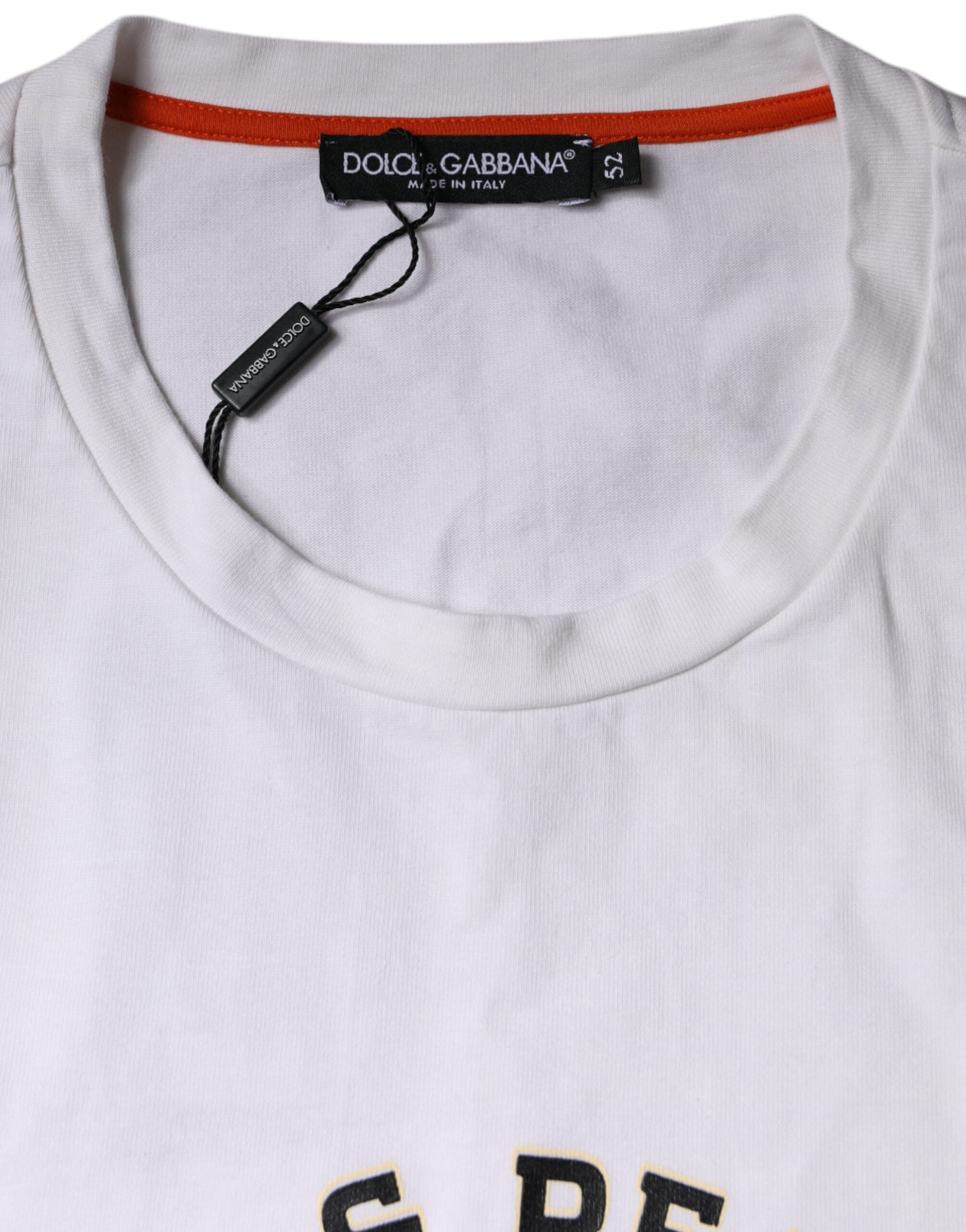 Dolce & Gabbana Λευκό T-shirt Love & Peace με Στρογγυλή Λαιμόκοψη