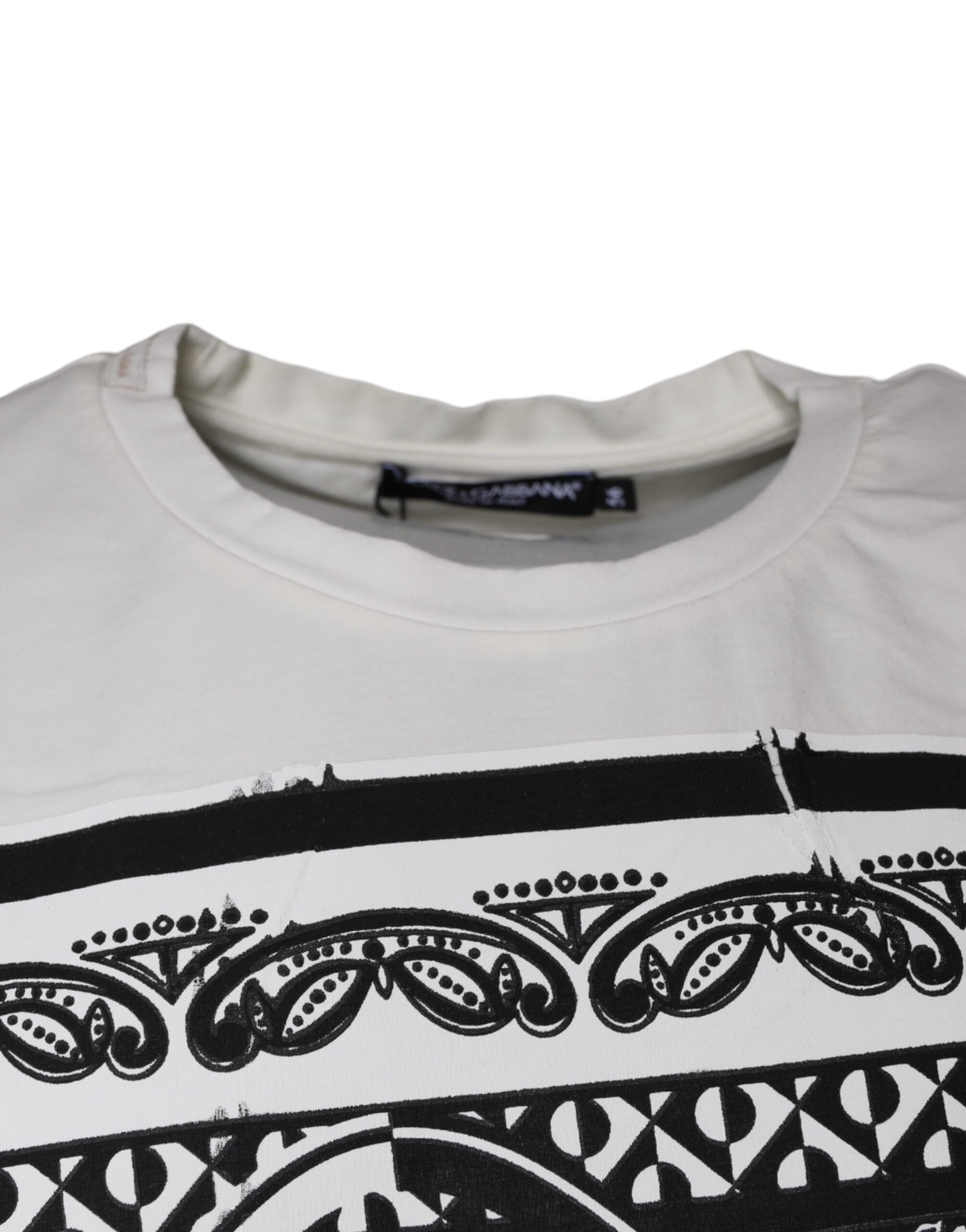 Dolce & Gabbana White Bandana Print Cotton Short Sleeves T-shirt