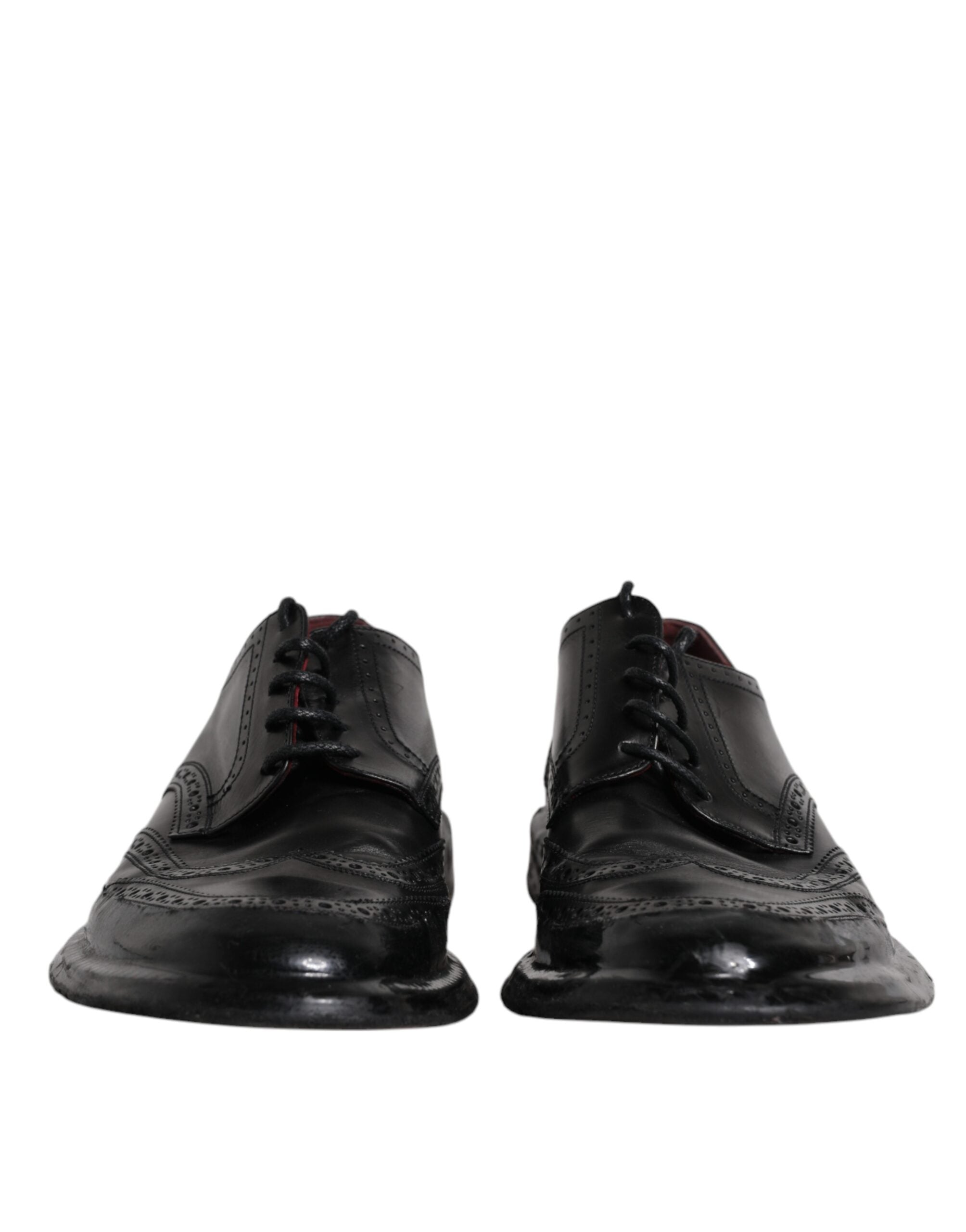 Dolce & Gabbana Μαύρα Δερμάτινα Derby Wingtip Επίσημα Παπούτσια