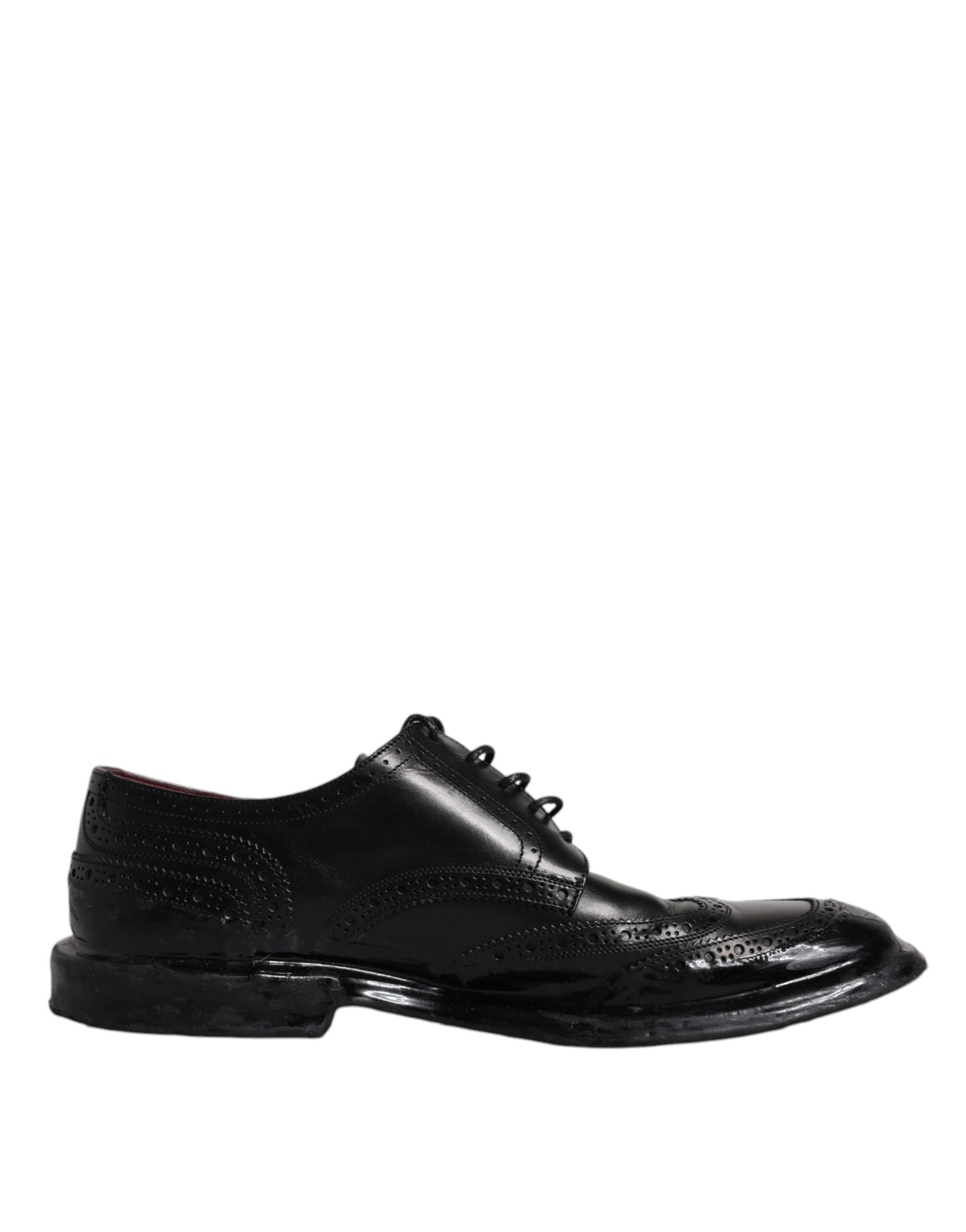 Dolce & Gabbana Μαύρα Δερμάτινα Derby Wingtip Επίσημα Παπούτσια