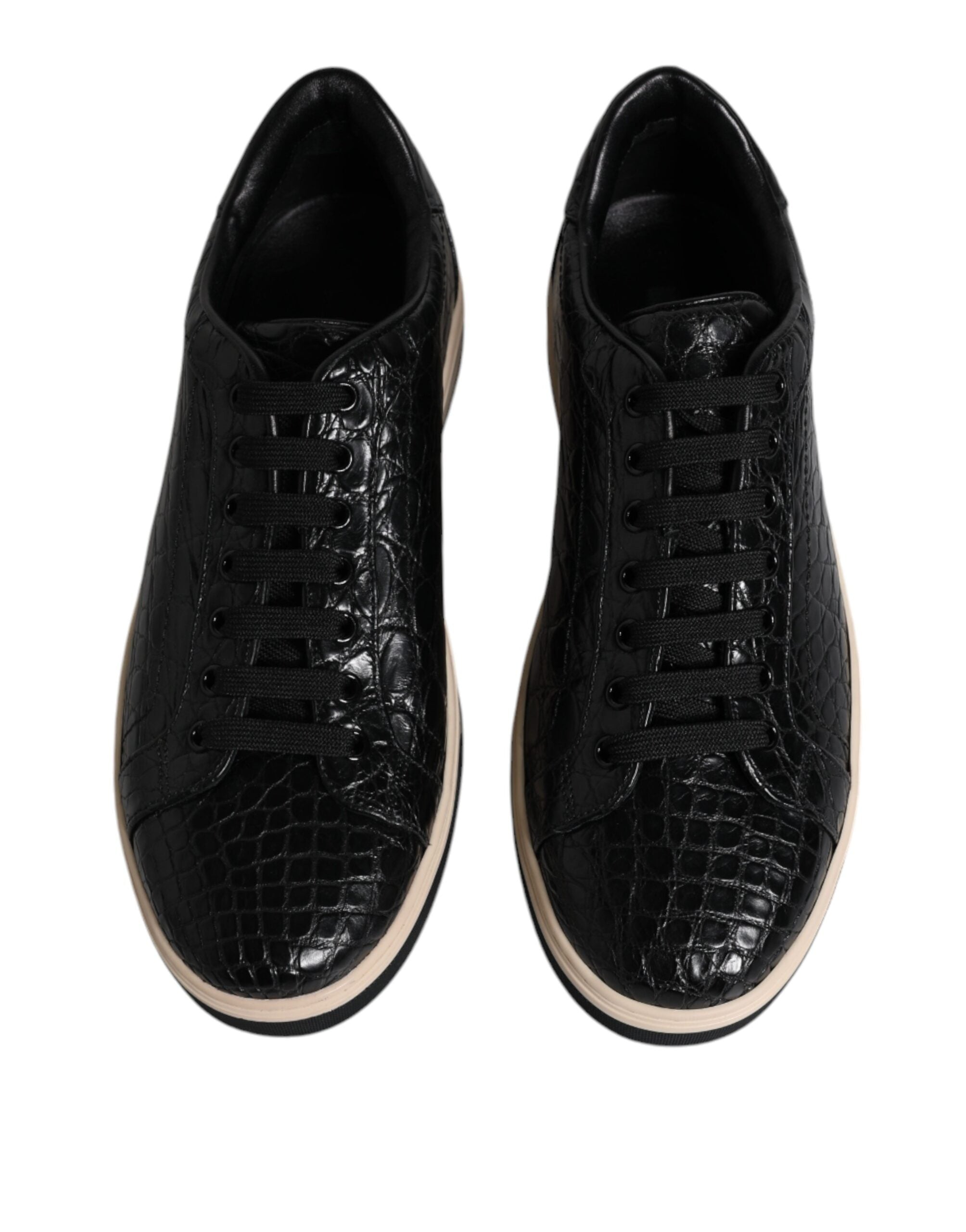 Dolce & Gabbana Μαύρα Δερμάτινα Sneakers Χαμηλού Προφιλ για Άνδρες