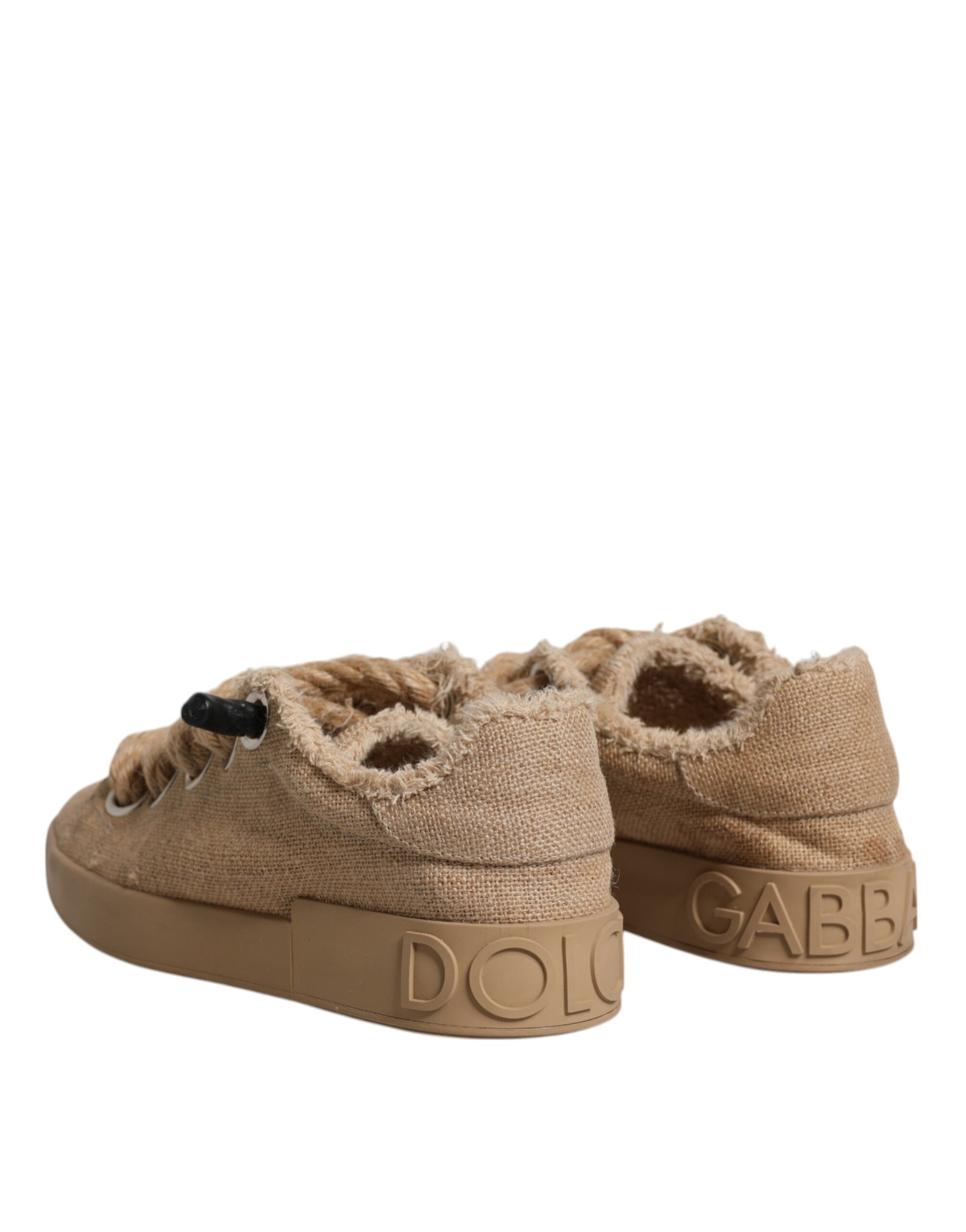 Dolce & Gabbana Καφέ Ανδρικά Sneakers Χαμηλού Κόφου Jute Υφάσματος