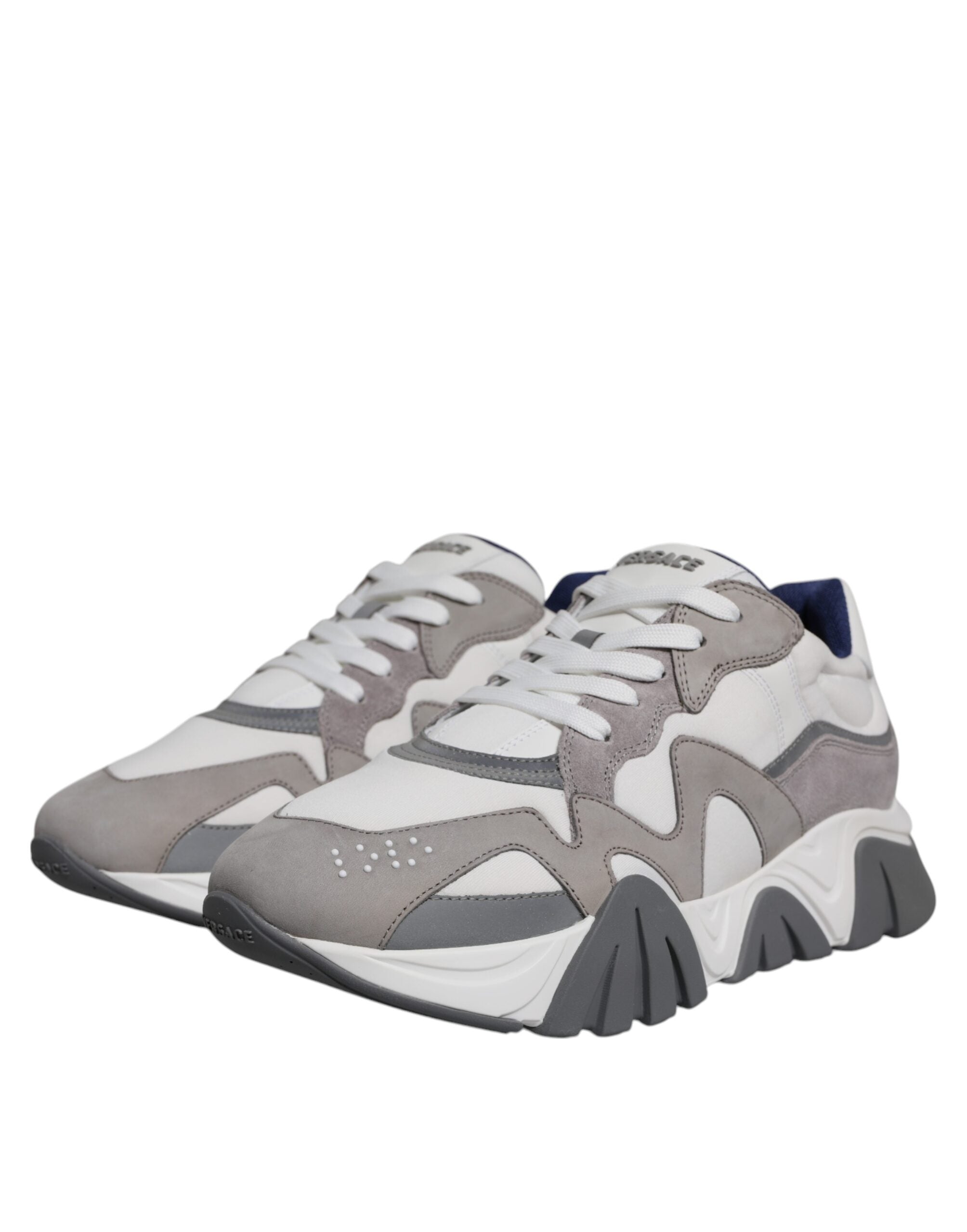 Versace Γκρι Δερμάτινα Chunky Χαμηλού Προφίλ Sneakers Squalo