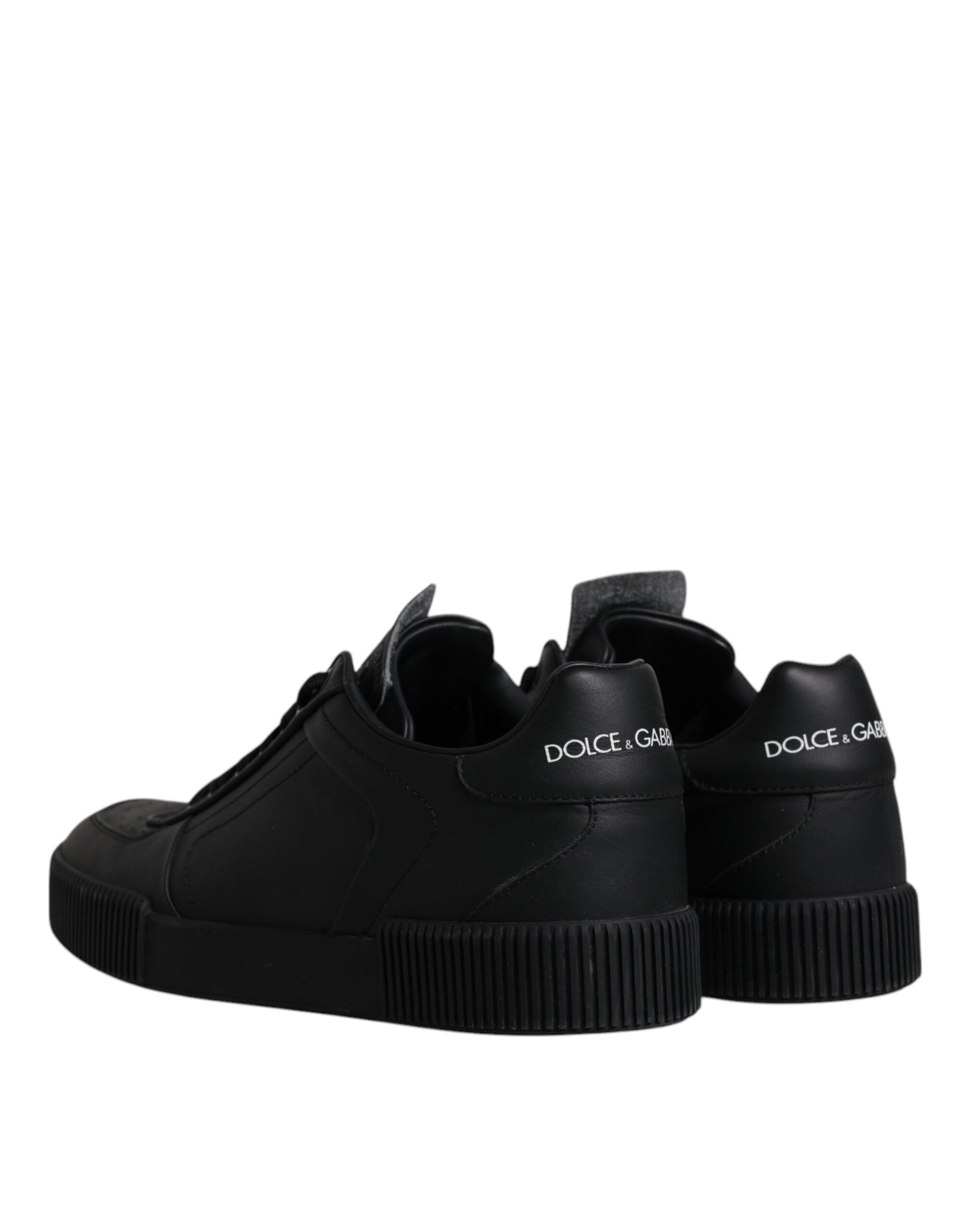 Dolce & Gabbana Μαύρα Δερμάτινα Χαμηλά Sneakers Miami Παπούτσια