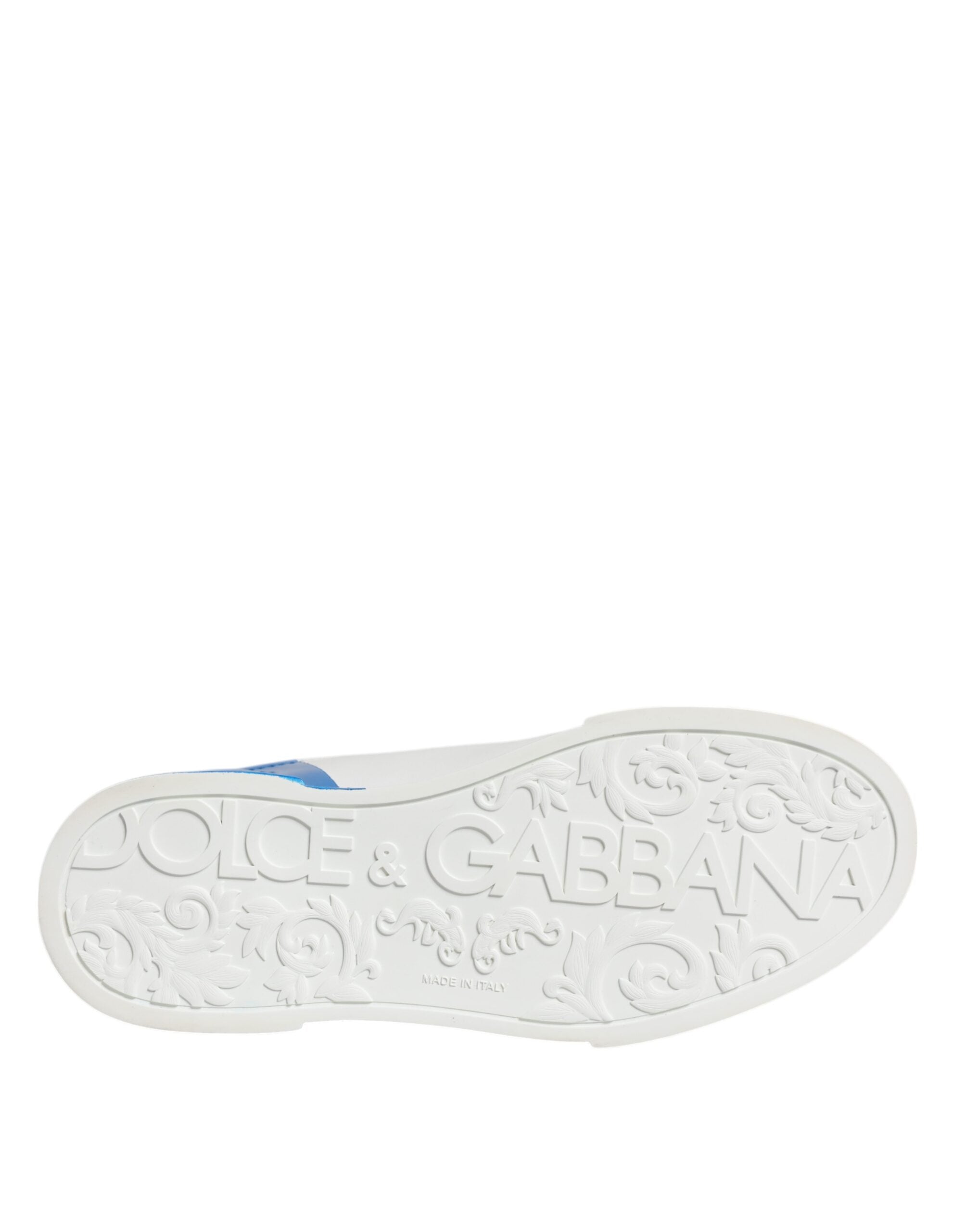 Dolce & Gabbana White Blue Portofino Low Top Sneakers Shoes