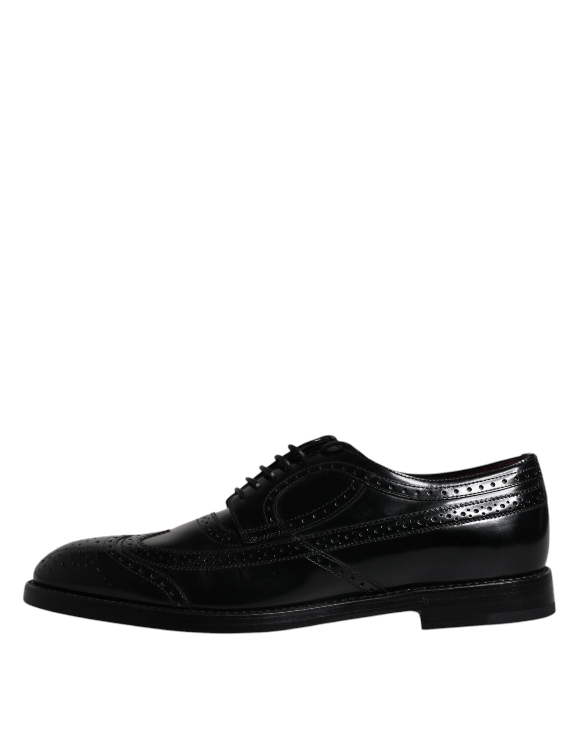 Dolce & Gabbana Black Leather Derby Wingtip Formal Shoes