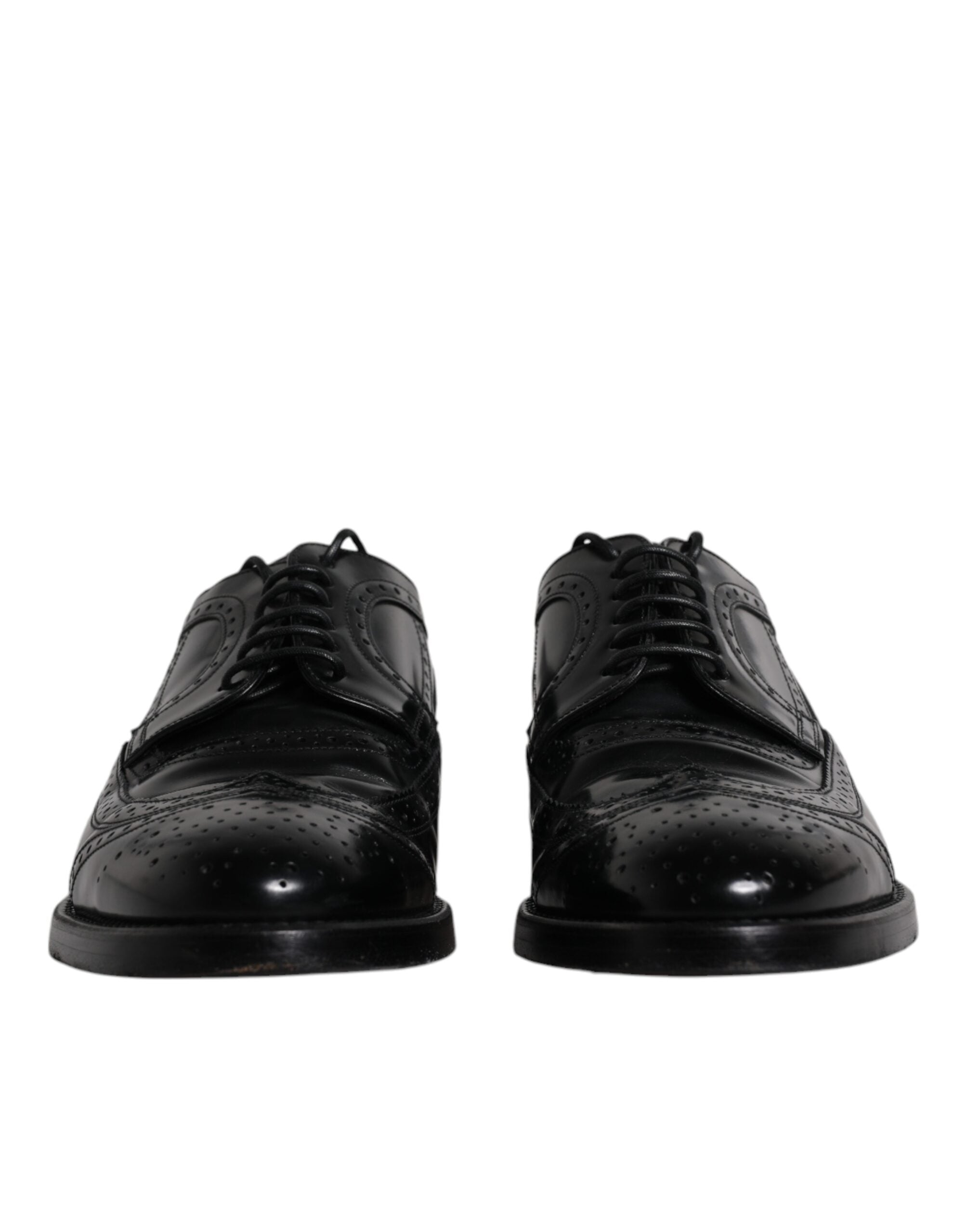 Dolce & Gabbana Μαύρα Δερμάτινα Επίσημα Παπούτσια Derby Wingtip