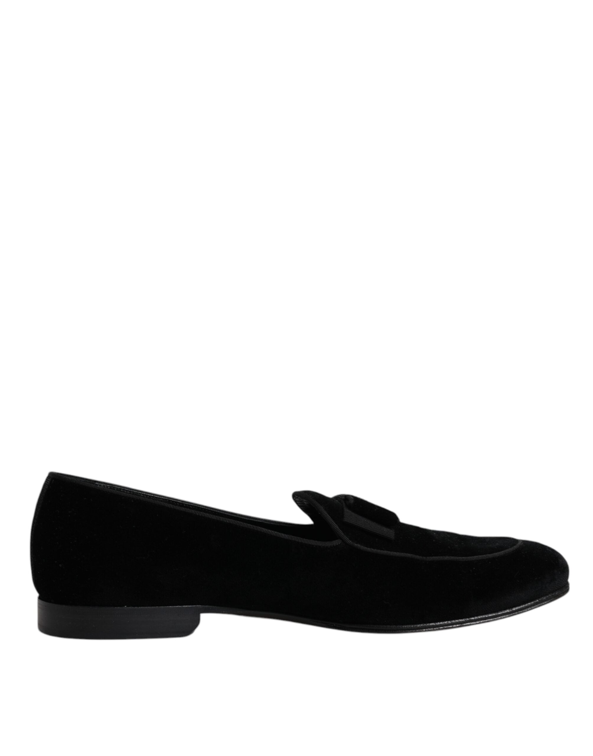 Dolce & Gabbana Μαύρα Βελούδινα Loafers Επίσημα Ανδρικά Παπούτσια