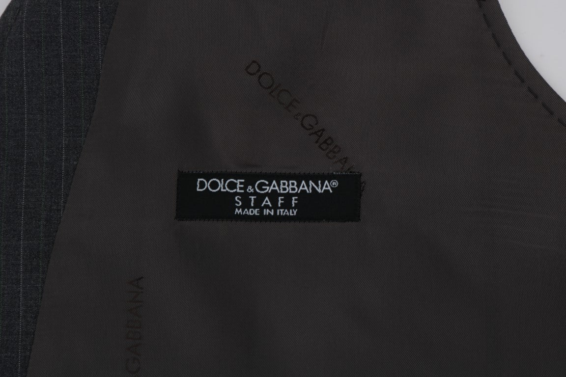 Dolce & Gabbana Elegant Striped Gray Waistcoat Vest