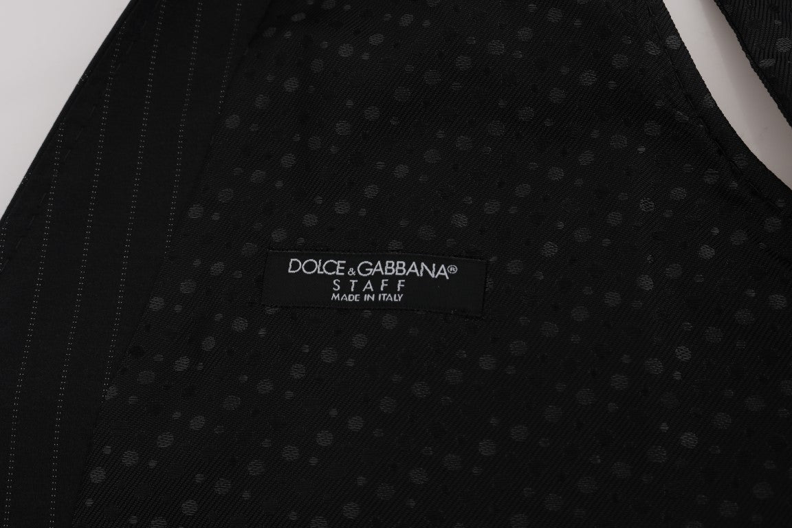 Κομψό ανδρικό γιλέκο με γκρι ριγέ Dolce &amp; Gabbana