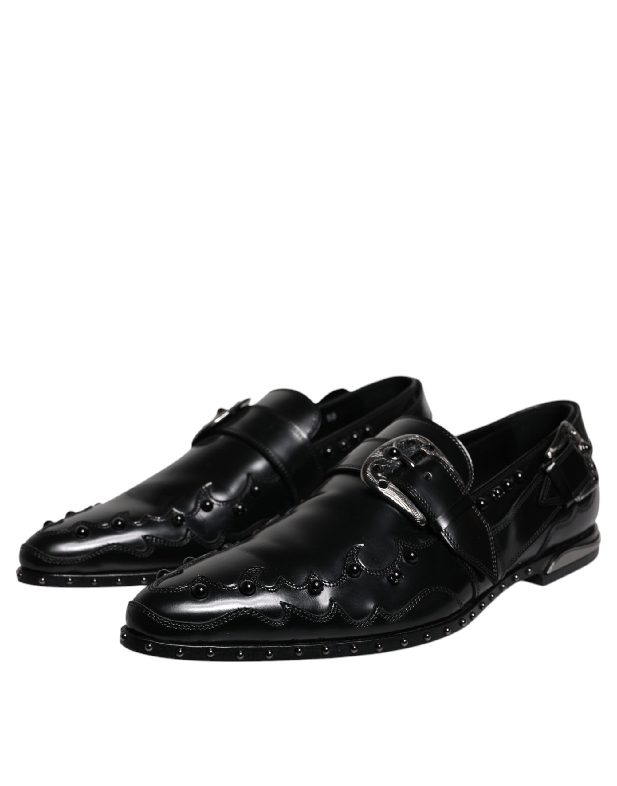 Dolce & Gabbana Μαύρα Διακοσμημένα Παπούτσια Derby Monk Strap