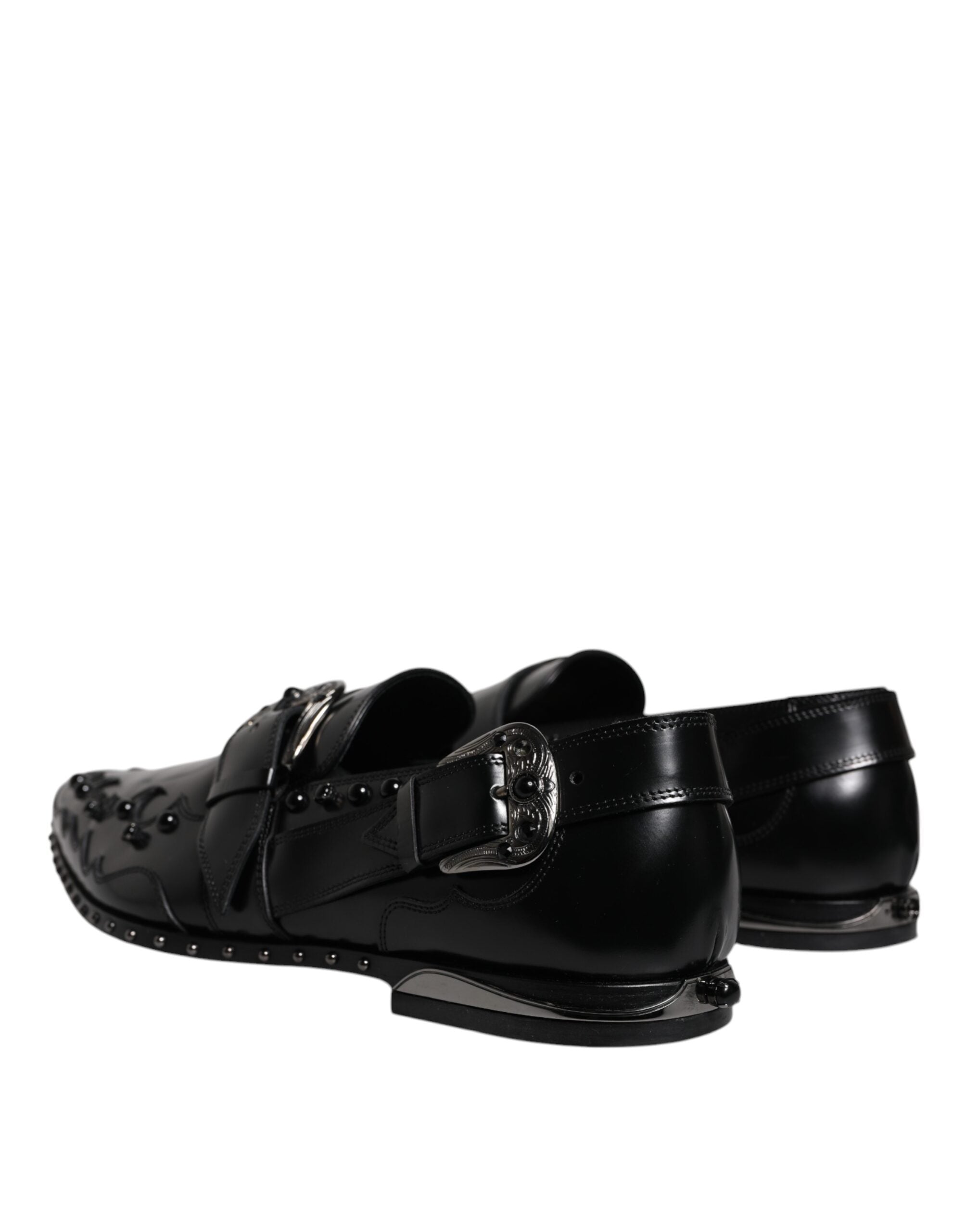 Dolce & Gabbana Μαύρα Διακοσμημένα Παπούτσια Derby Monk Strap