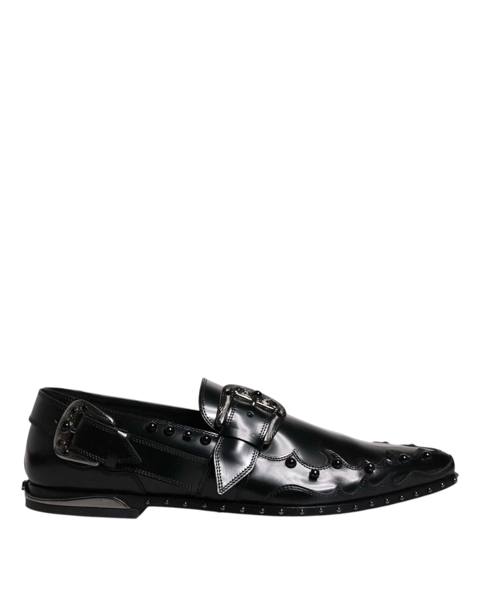 Dolce & Gabbana Μαύρα Διακοσμημένα Παπούτσια Derby Monk Strap