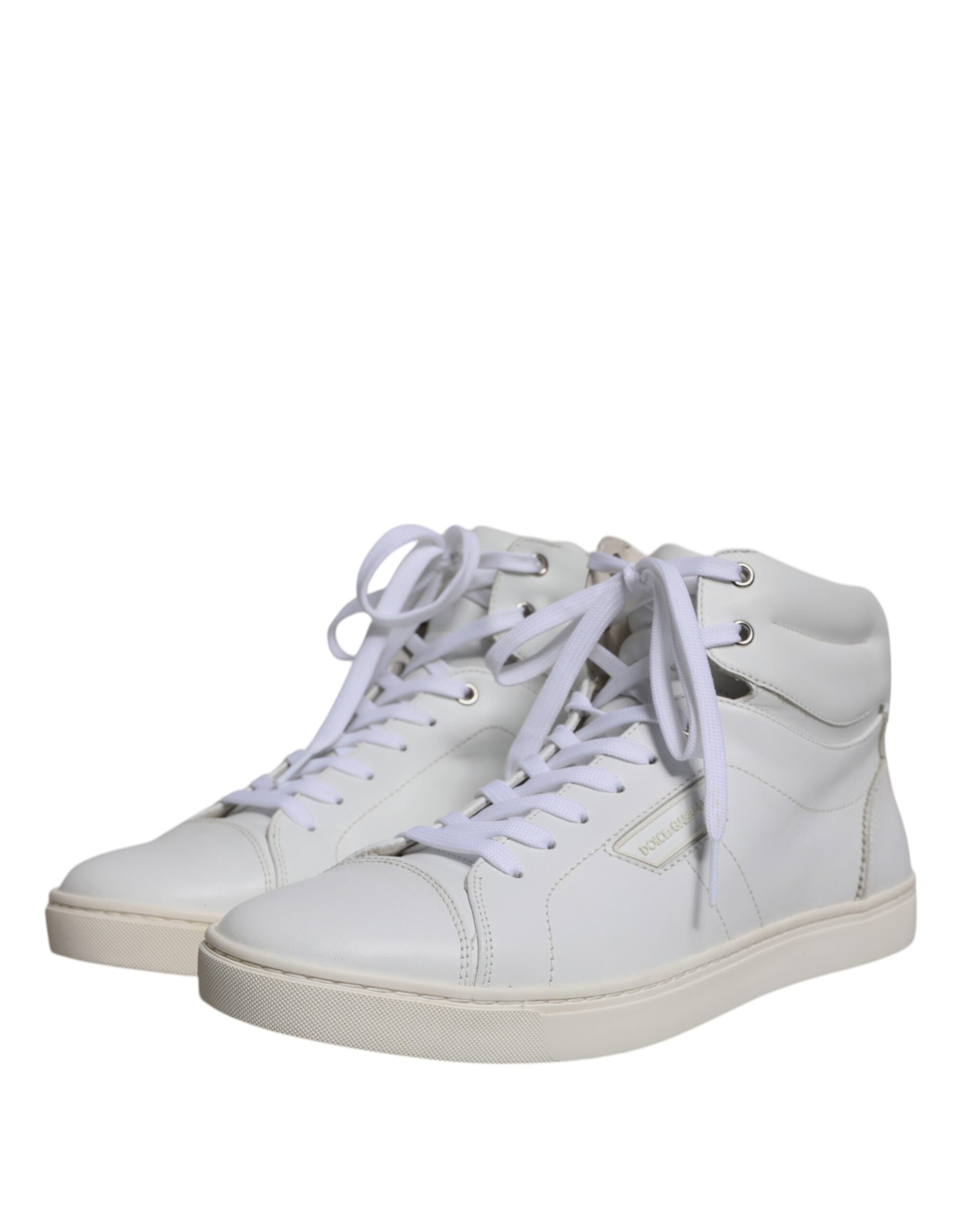 Dolce & Gabbana Λευκά Δερμάτινα Αντρικά Sneakers Mid Top