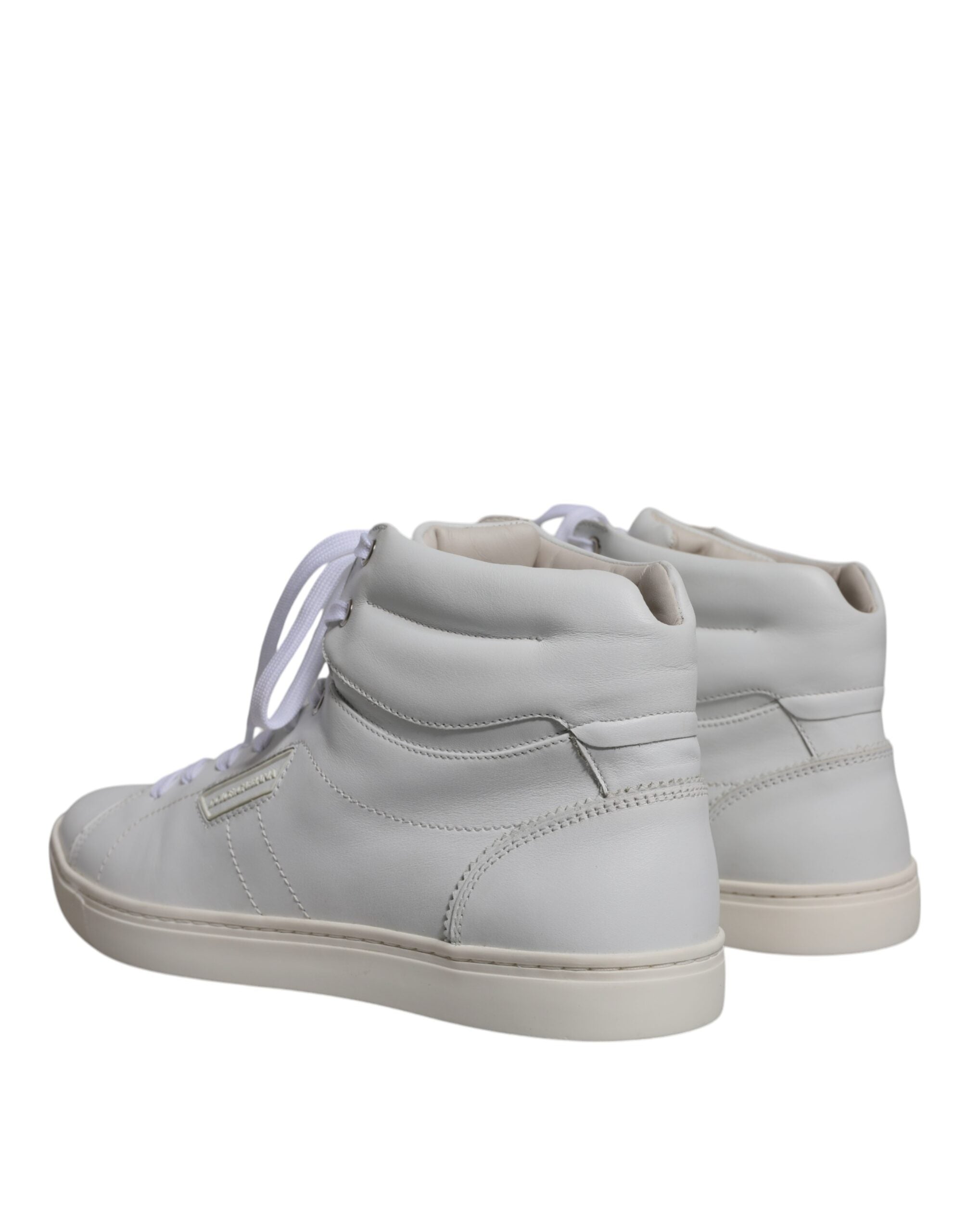 Dolce & Gabbana Λευκά Δερμάτινα Αντρικά Sneakers Mid Top