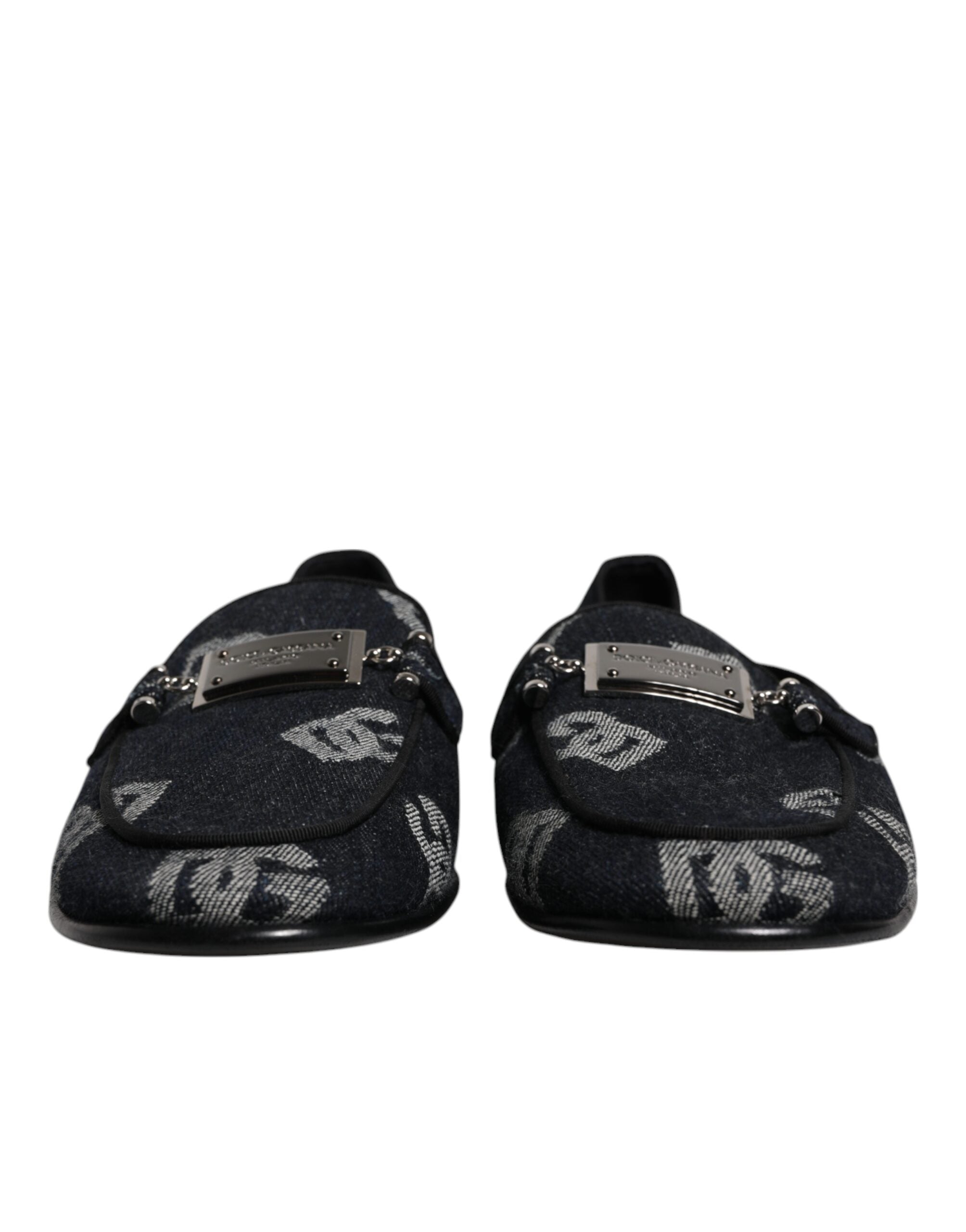 Dolce & Gabbana Μαύρα Loafers Logo Cotton Επίσημα Παπούτσια